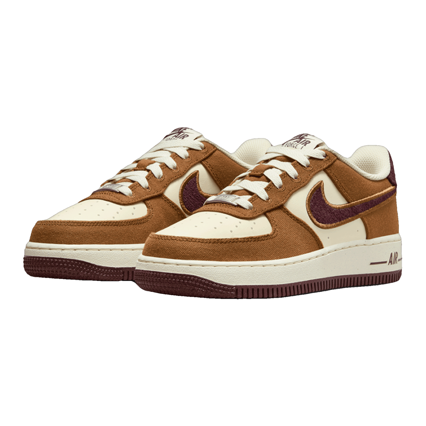 Nike Air Force 1 Low Light British Tan Burgundy Crush (GS) Side