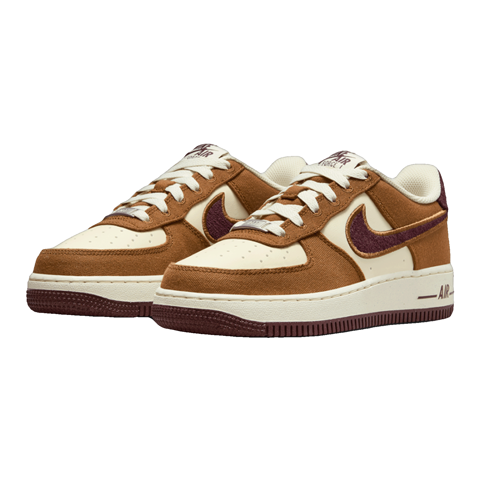 Nike Air Force 1 Low Light British Tan Burgundy Crush (GS) Side