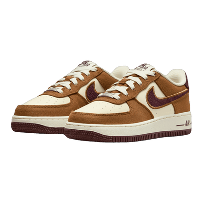 Nike Air Force 1 Low Light British Tan Burgundy Crush (GS) Side