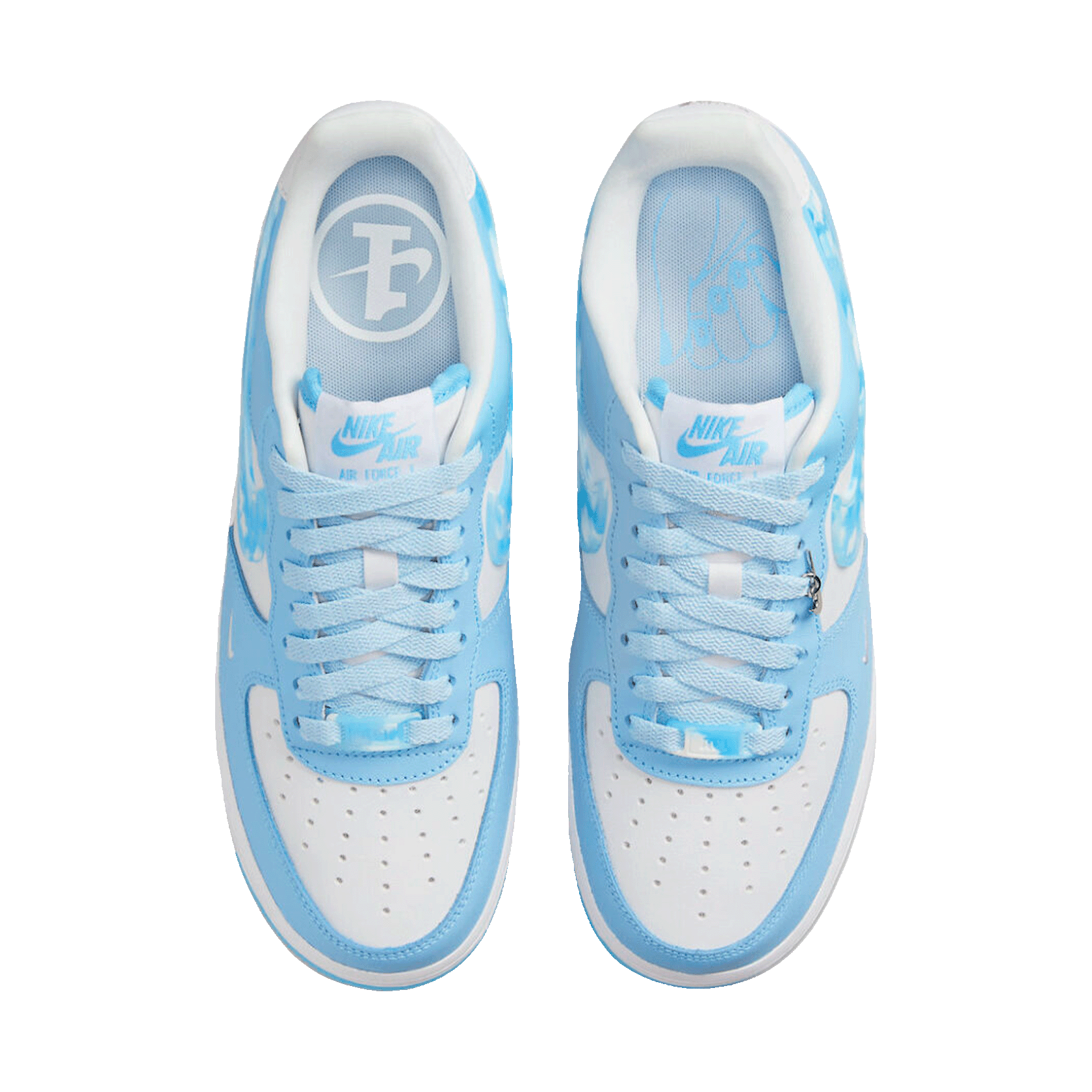 Nike Air Force 1 Low Nail Art White Blue (W) Oben