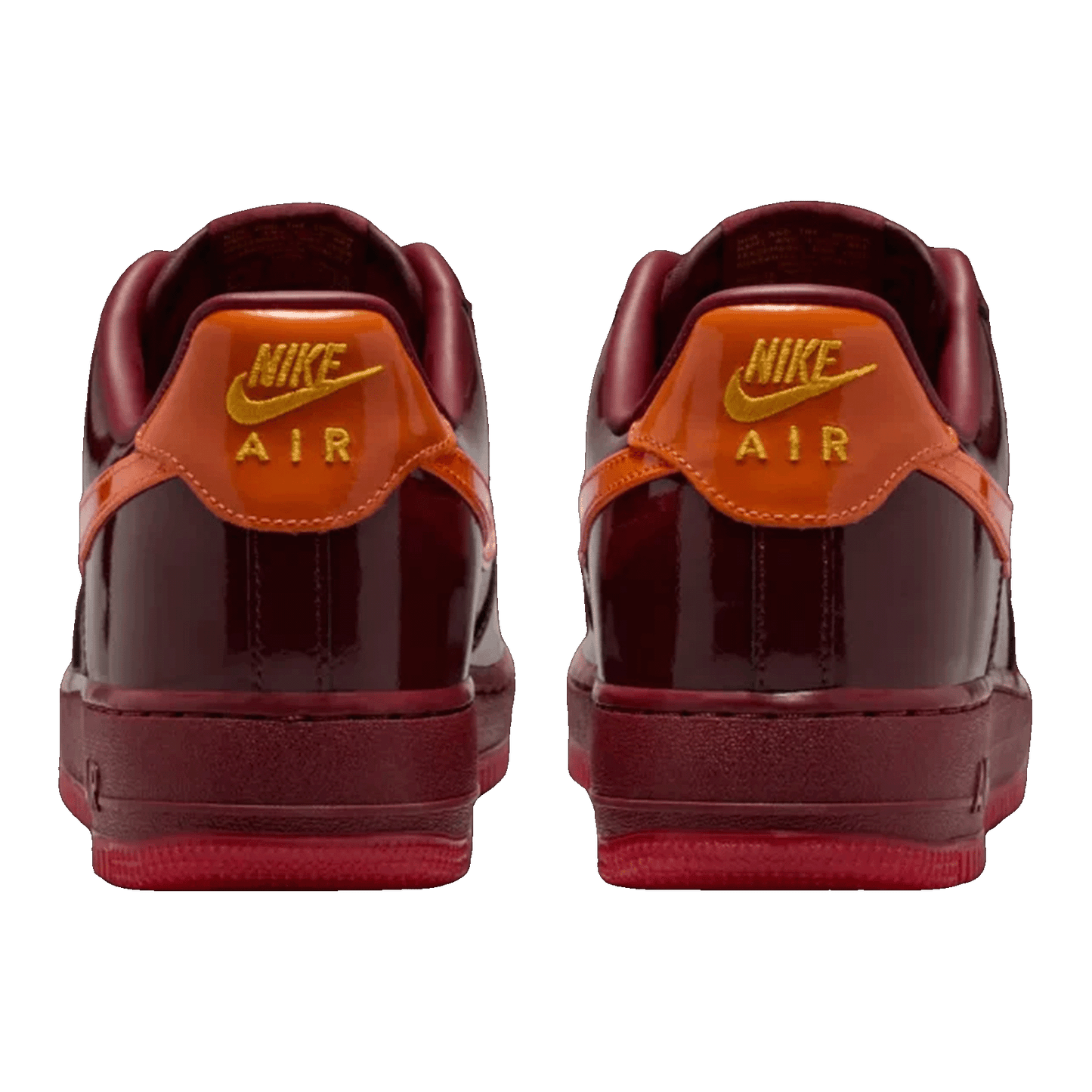 Nike Air Force 1 Low Patent Leather Dark Team Red Safety Orange Back IO4489-601