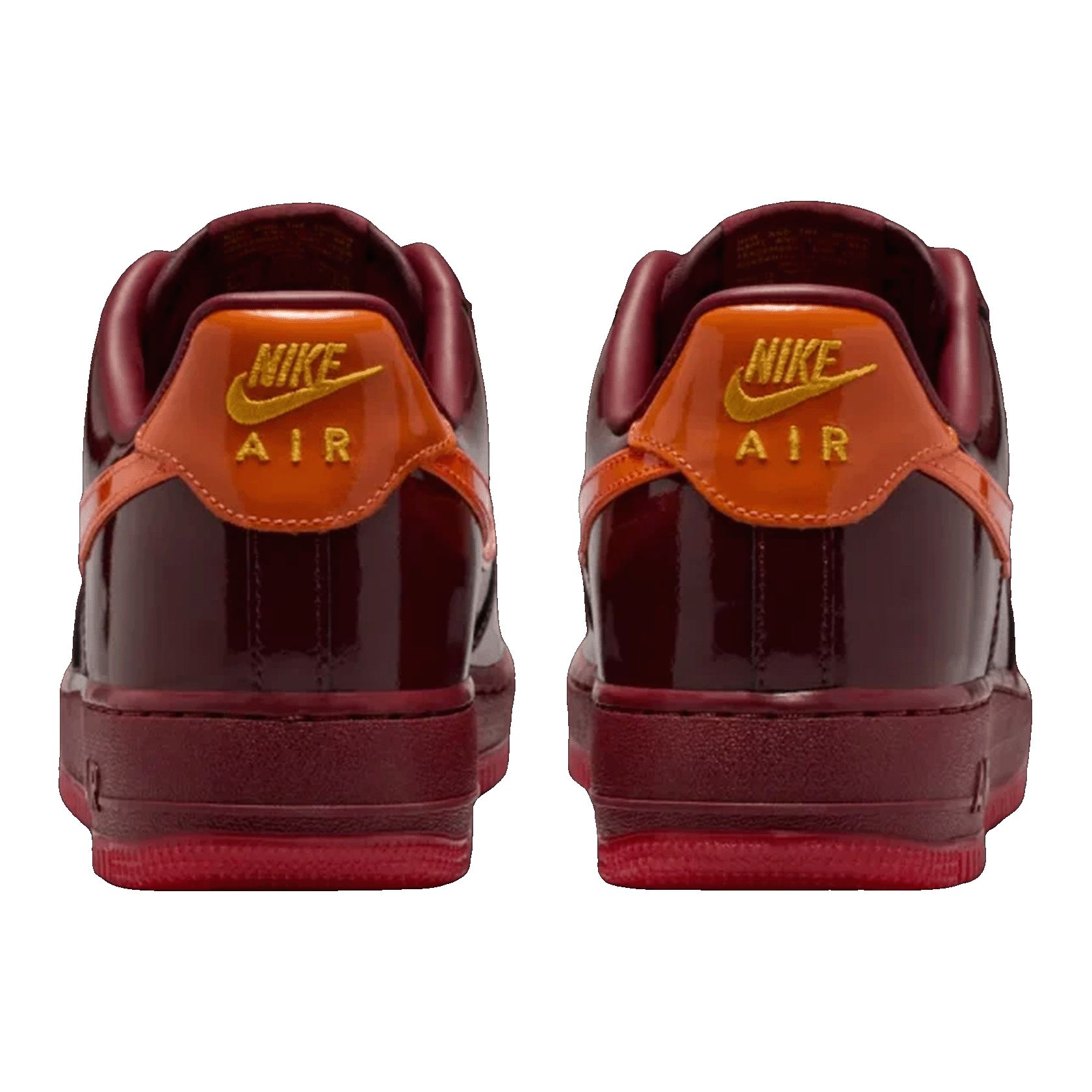 Nike Air Force 1 Low Patent Leather Dark Team Red Safety Orange Back IO4489-601