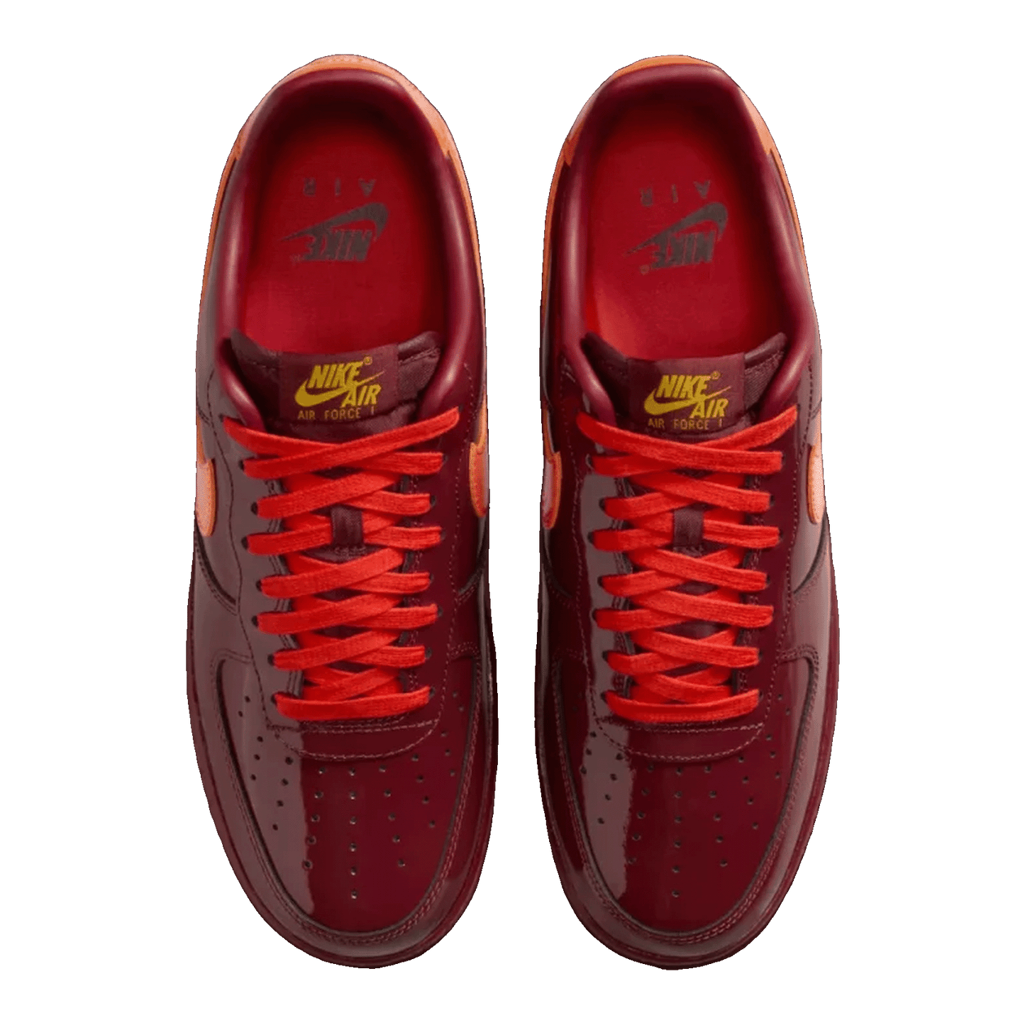 Nike Air Force 1 Low Patent Leather Dark Team Red Safety Orange Oben IO4489-601