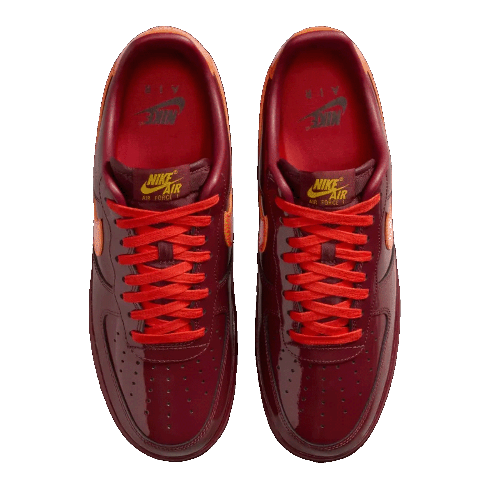 Nike Air Force 1 Low Patent Leather Dark Team Red Safety Orange Oben IO4489-601