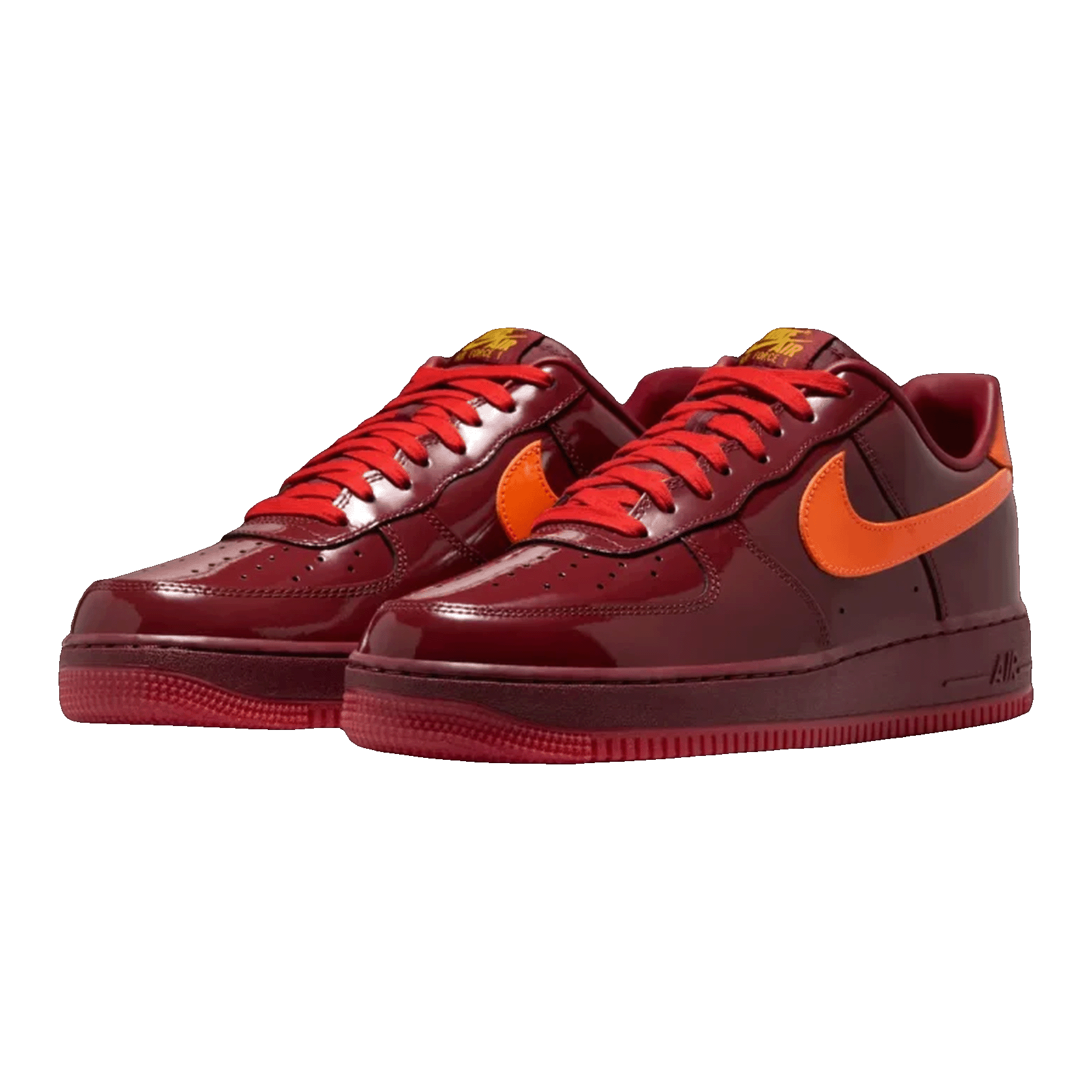 Nike Air Force 1 Low Patent Leather Dark Team Red Safety Orange Side IO4489-601