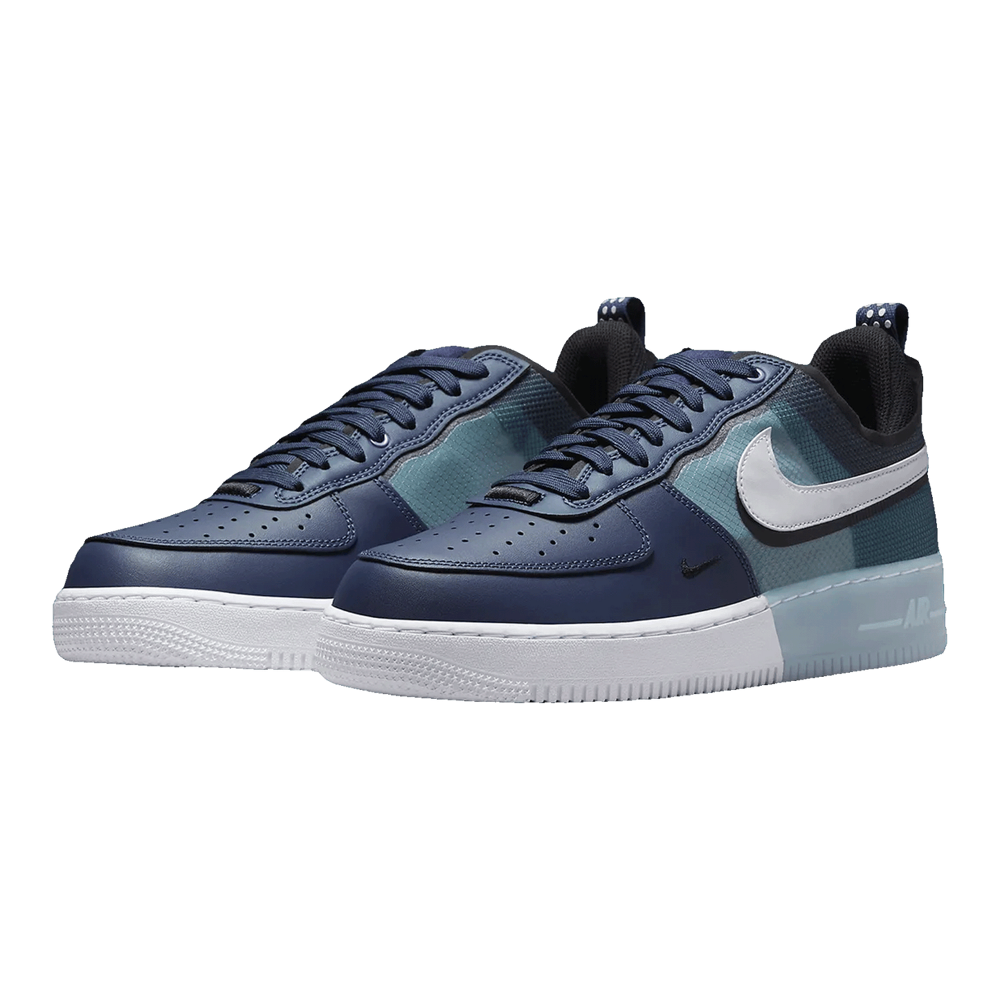 Nike Air Force 1 Low React Midnight Navy Teal Side