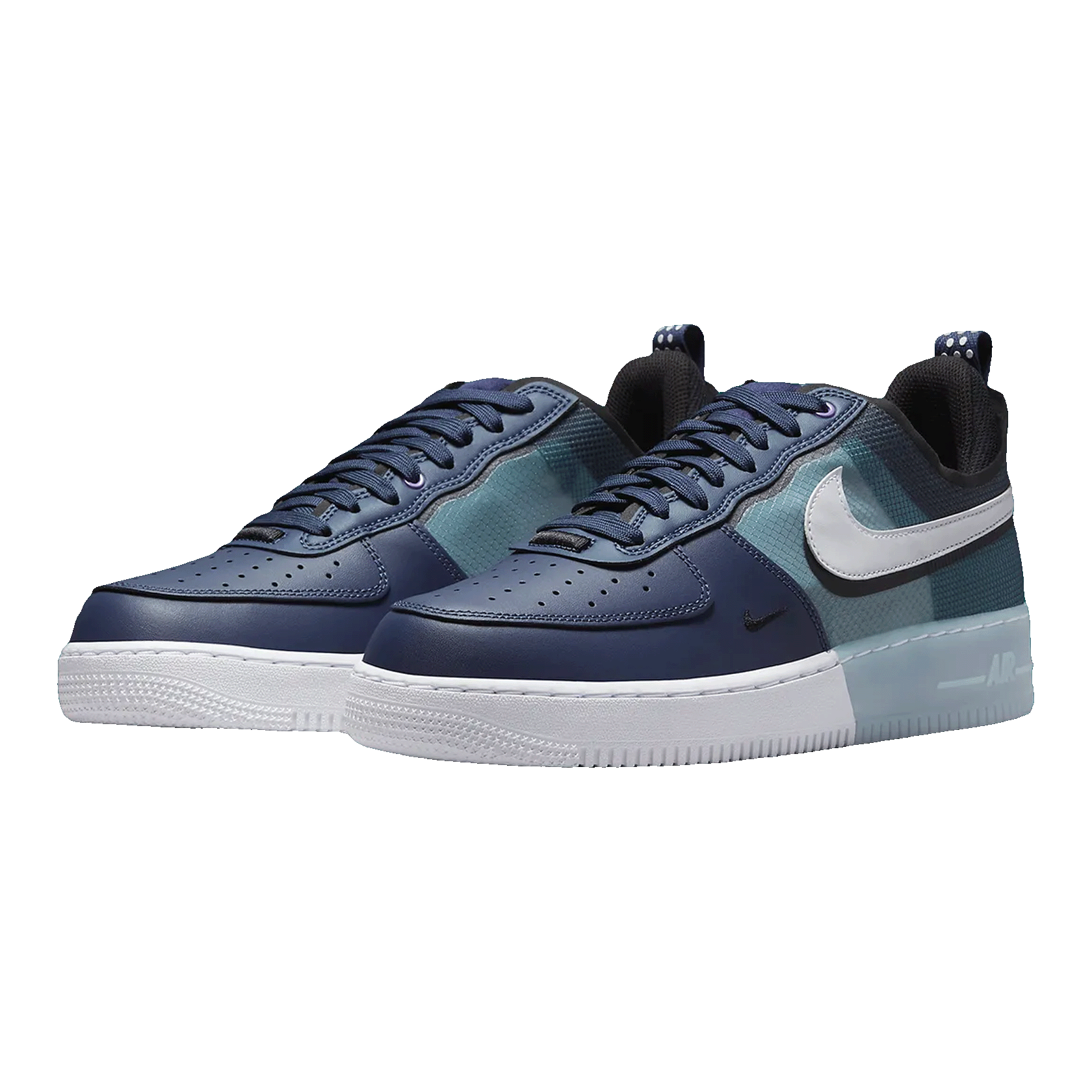 Nike Air Force 1 Low React Midnight Navy Teal Side