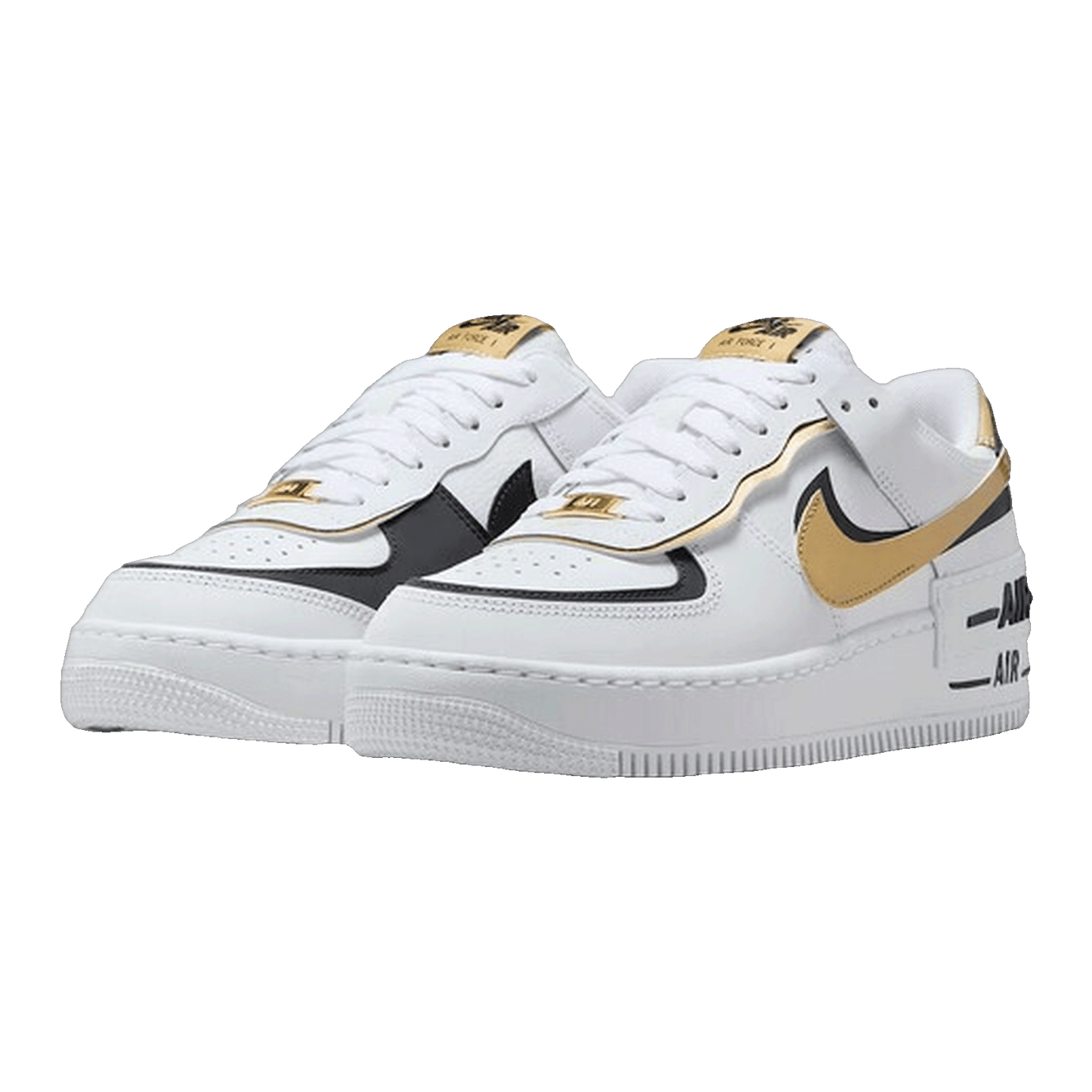Nike Air Force 1 Low Shadow White Black Metallic Gold (W) Side