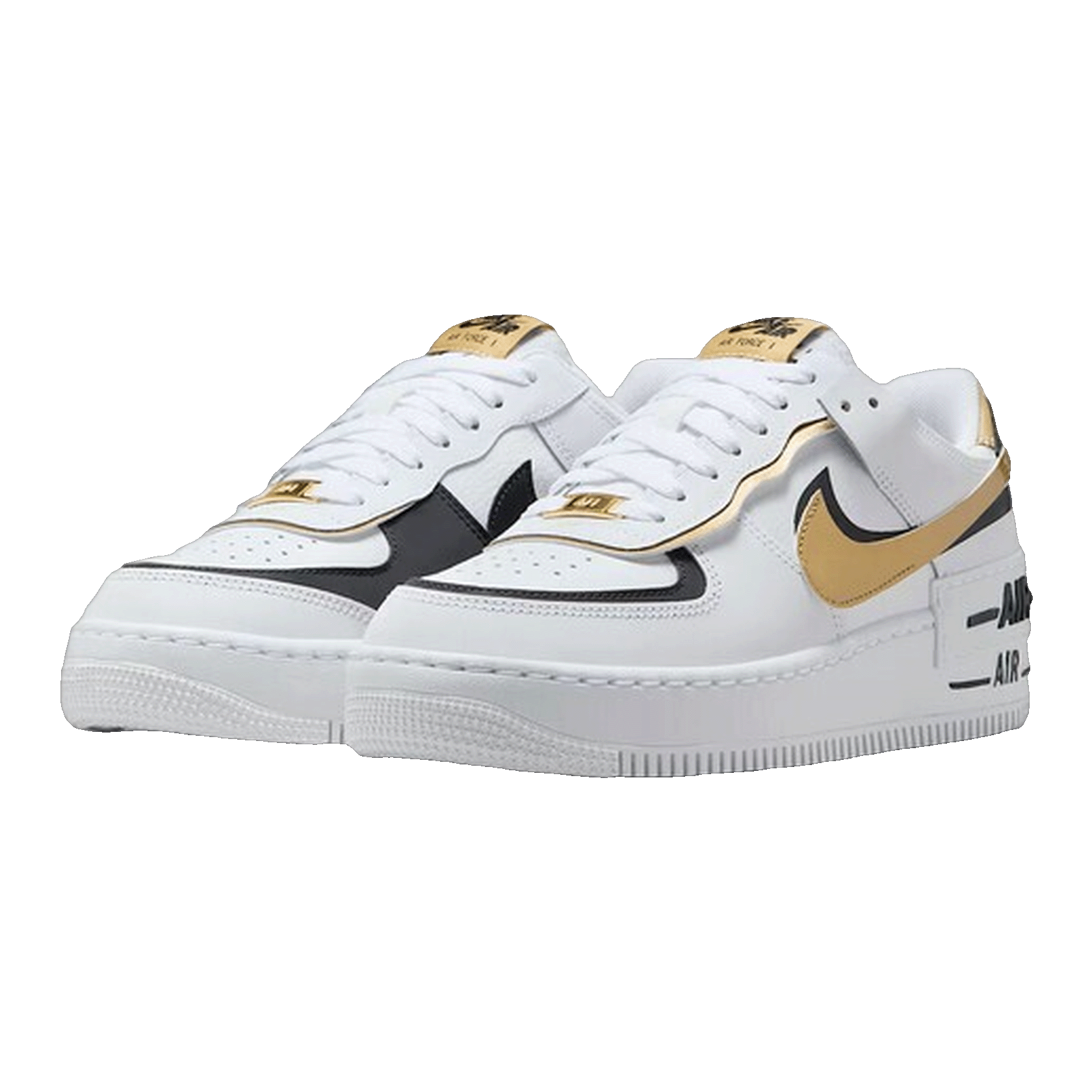 Nike Air Force 1 Low Shadow White Black Metallic Gold (W) Side