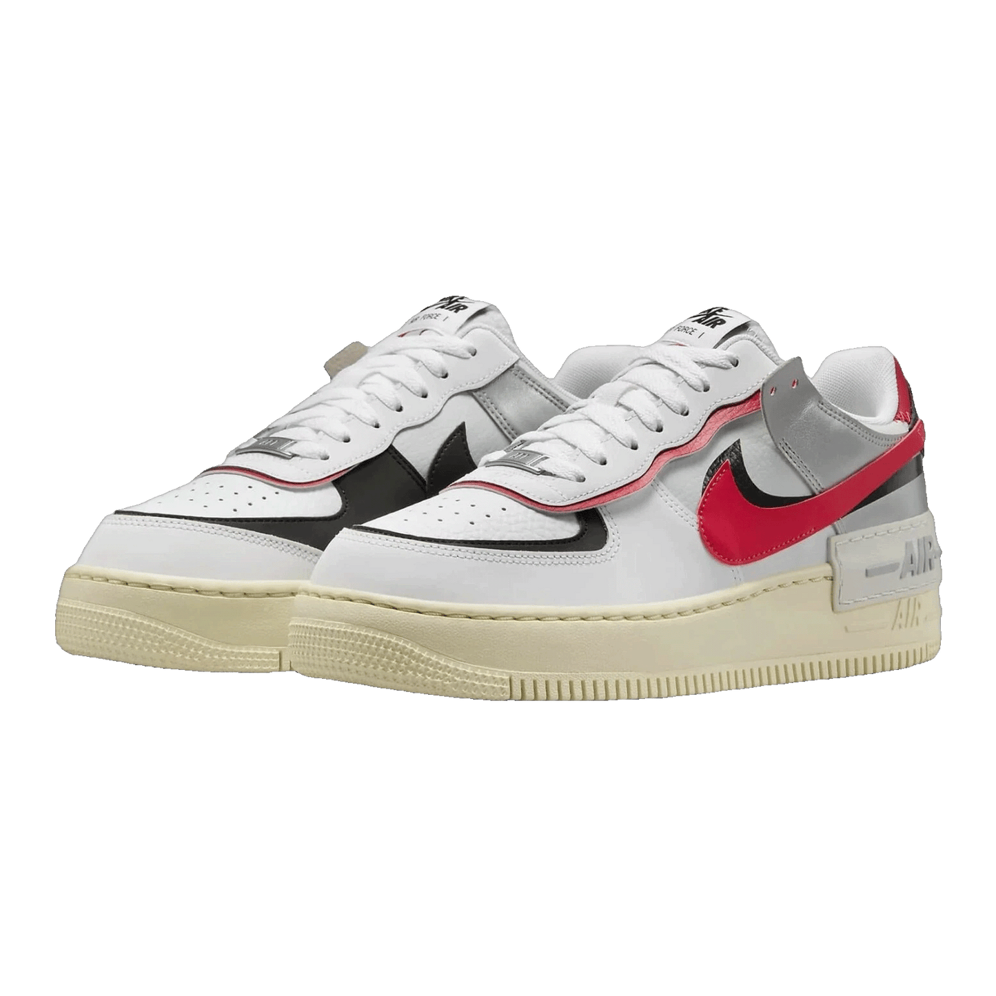 Nike Air Force 1 Low Shadow White Silver Gym Red (W) Side