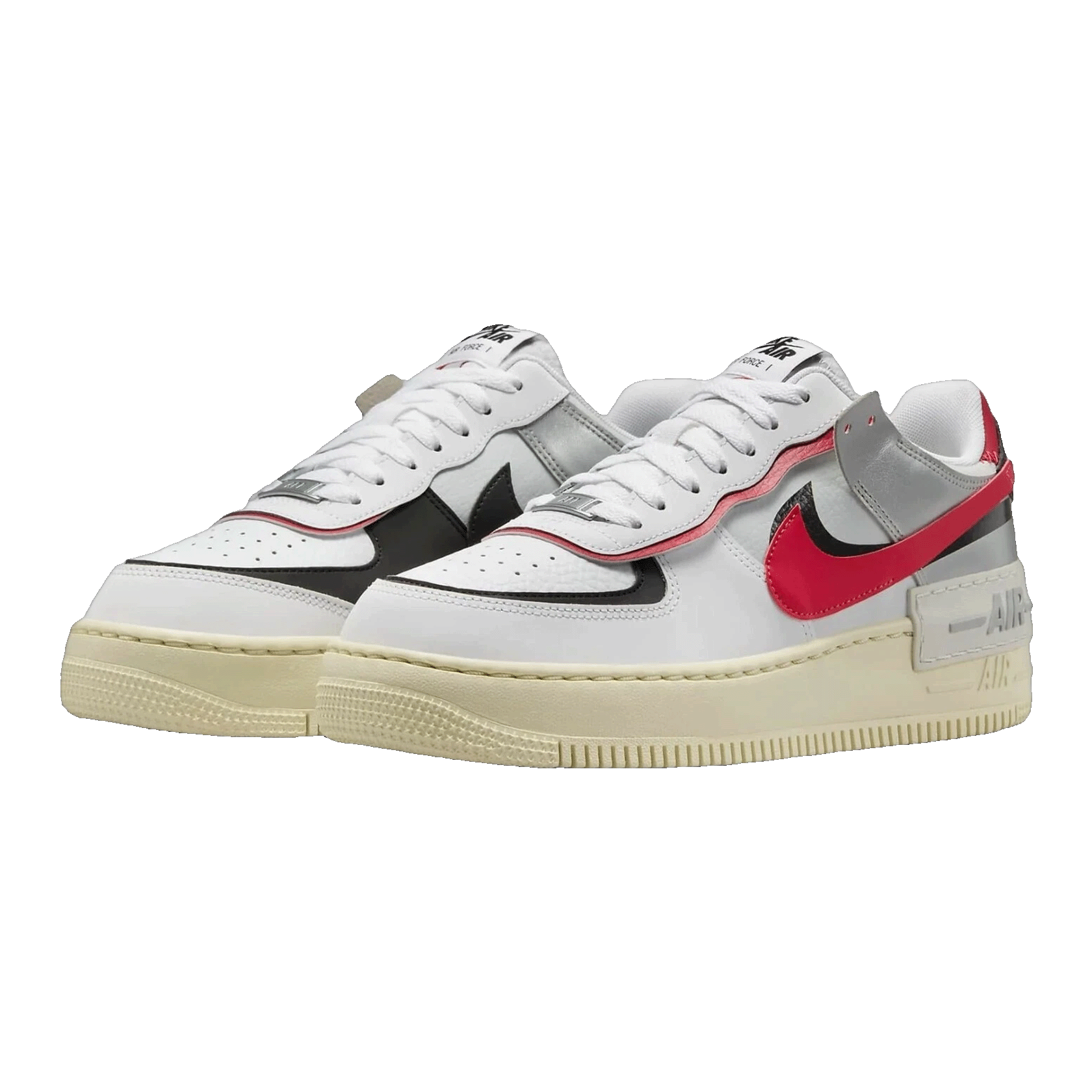 Nike Air Force 1 Low Shadow White Silver Gym Red (W) Side