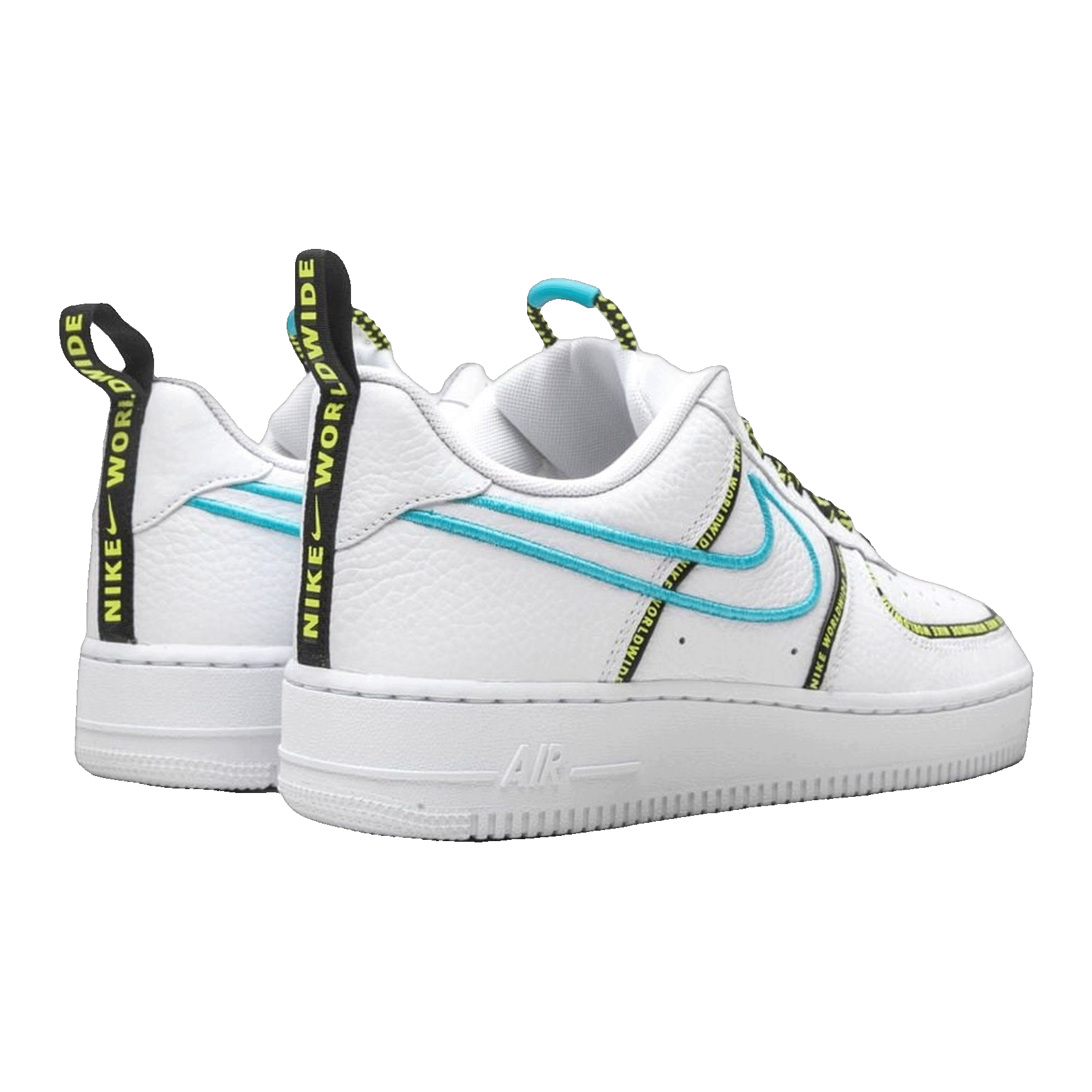 Nike Air Force 1 Low Worldwide White Blue Fury Volt Back
