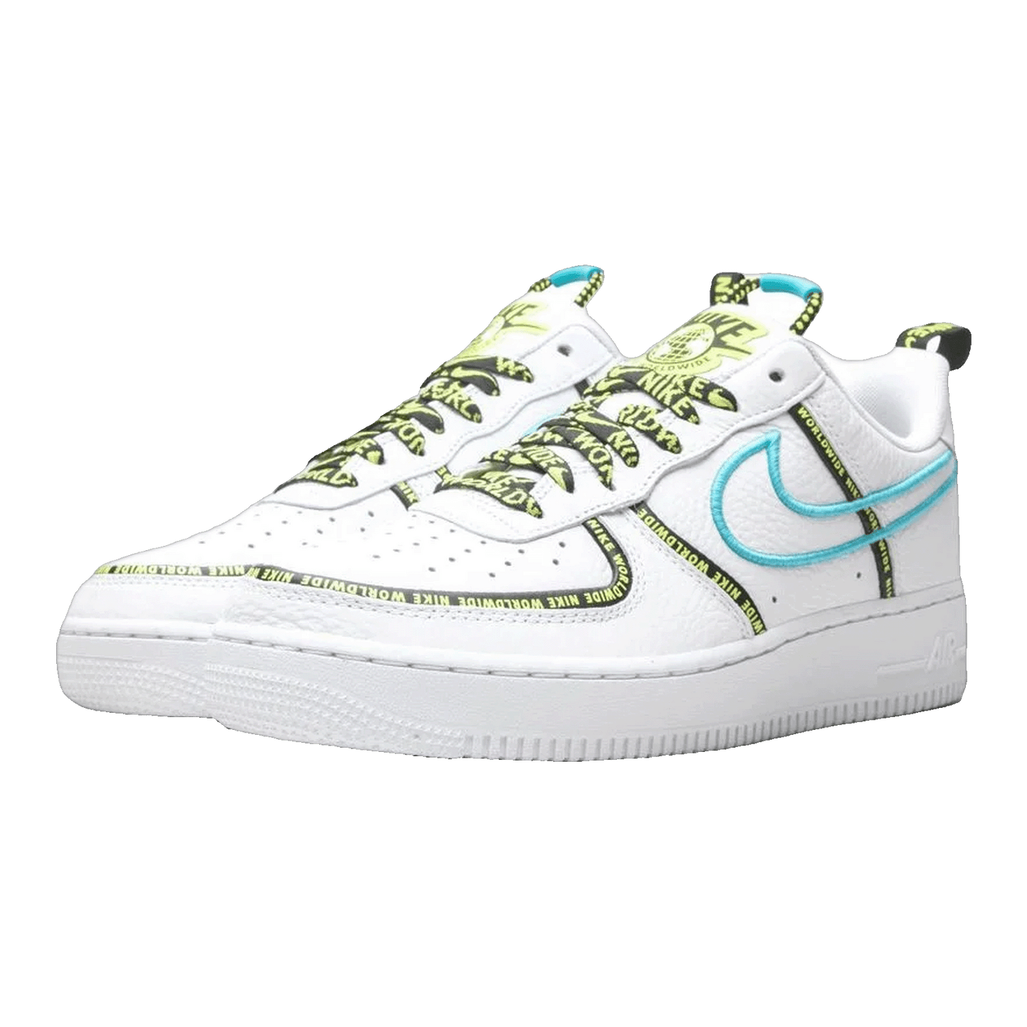 Nike Air Force 1 Low Worldwide White Blue Fury Volt Side
