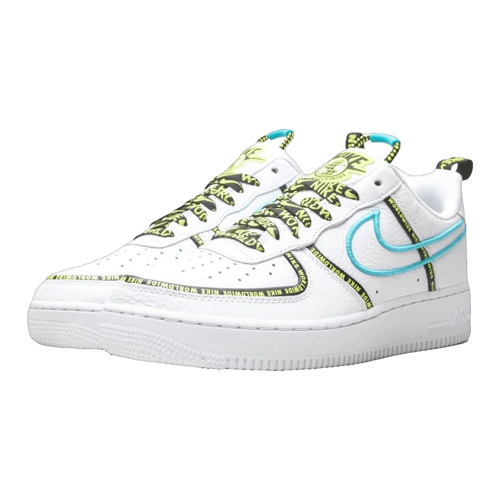 Nike Air Force 1 Low Worldwide White Blue Fury Volt Side