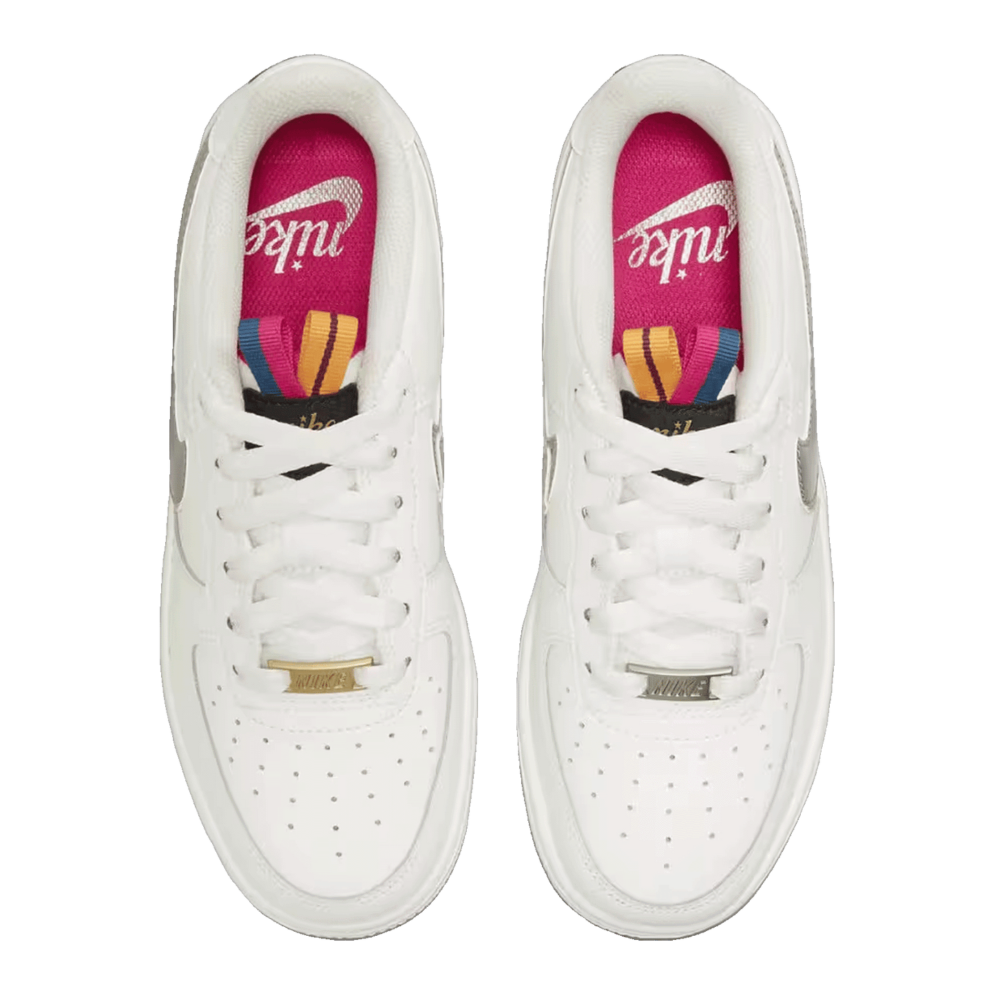 Nike Air Force 1 LV8 Double Swoosh Silver Gold (GS) Oben