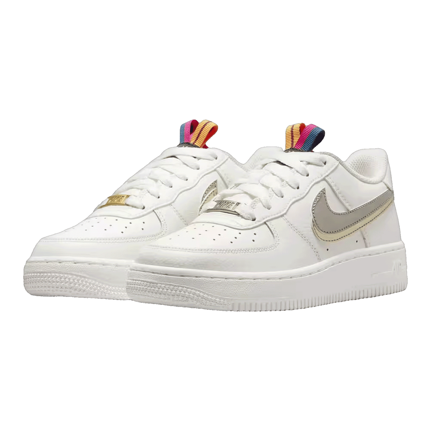 Nike Air Force 1 LV8 Double Swoosh Silver Gold (GS) Side