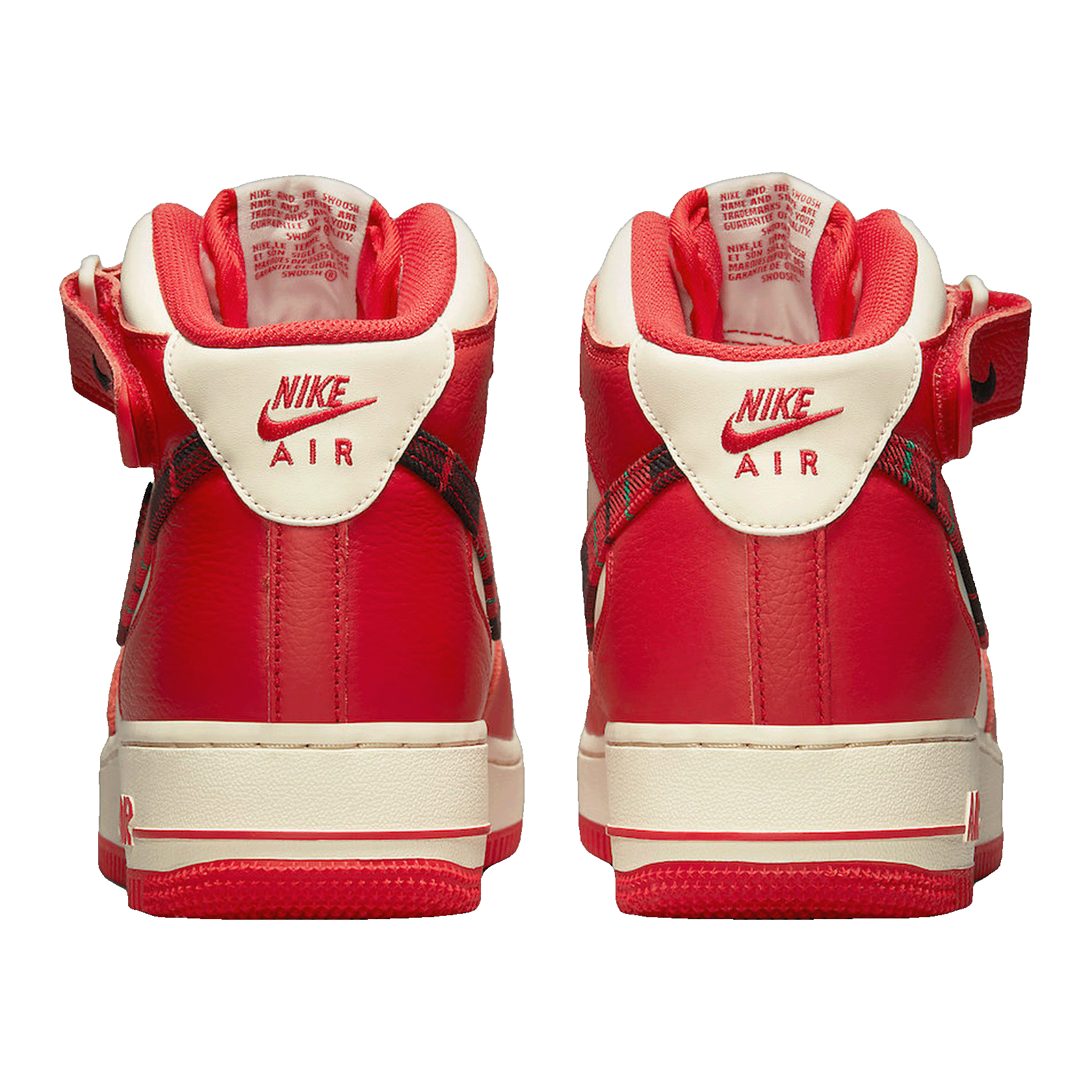 Nike Air Force 1 Mid '07 LX Plaid Cream Red Back