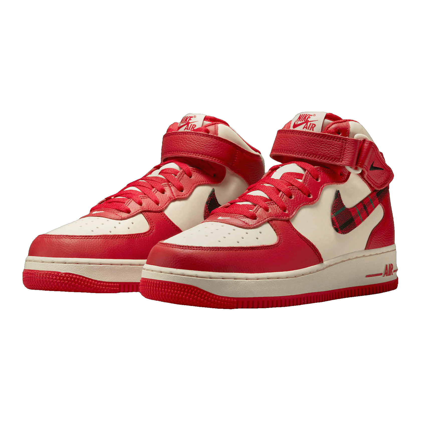 Nike Air Force 1 Mid '07 LX Plaid Cream Red Side