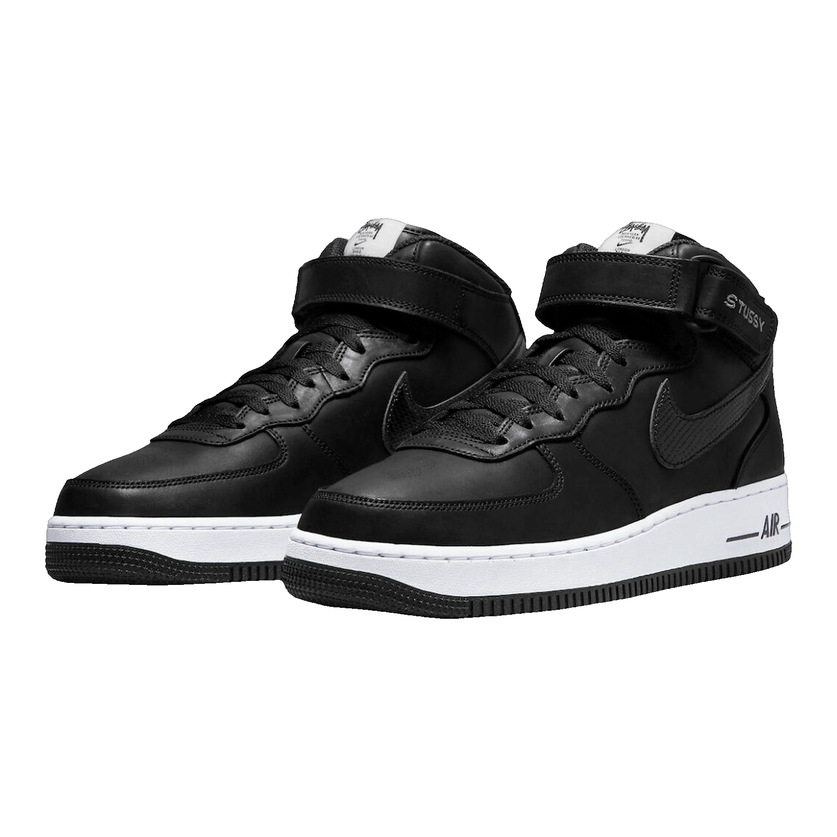Nike Air Force 1 Mid Stussy Black White Side