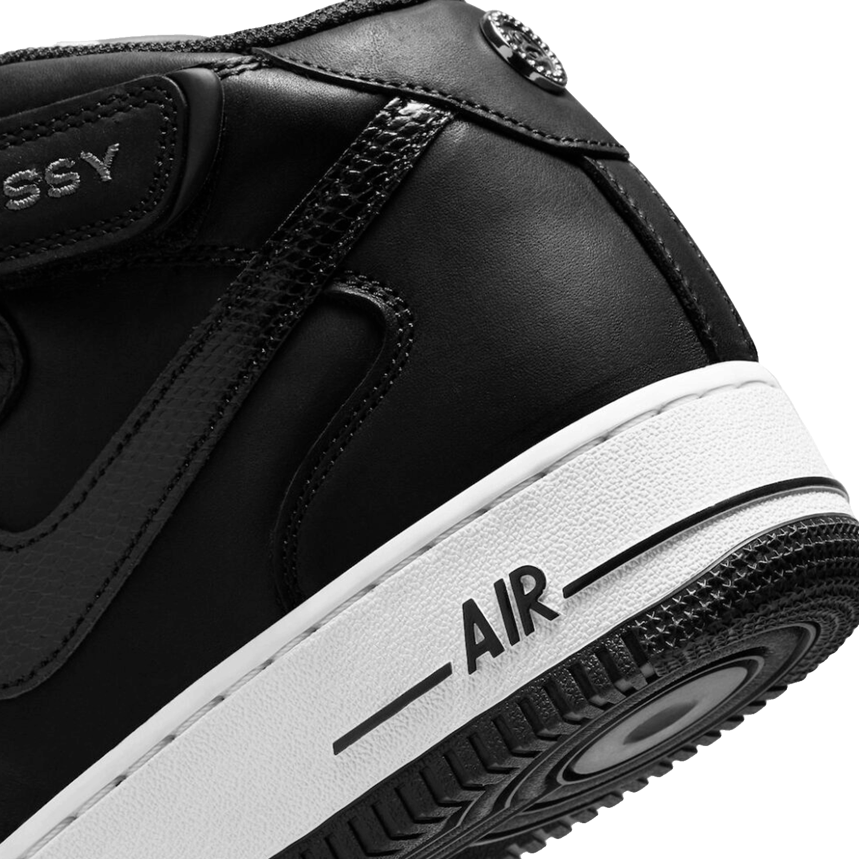 Nike Air Force 1 Mid Stussy Light Bone Black Back 2