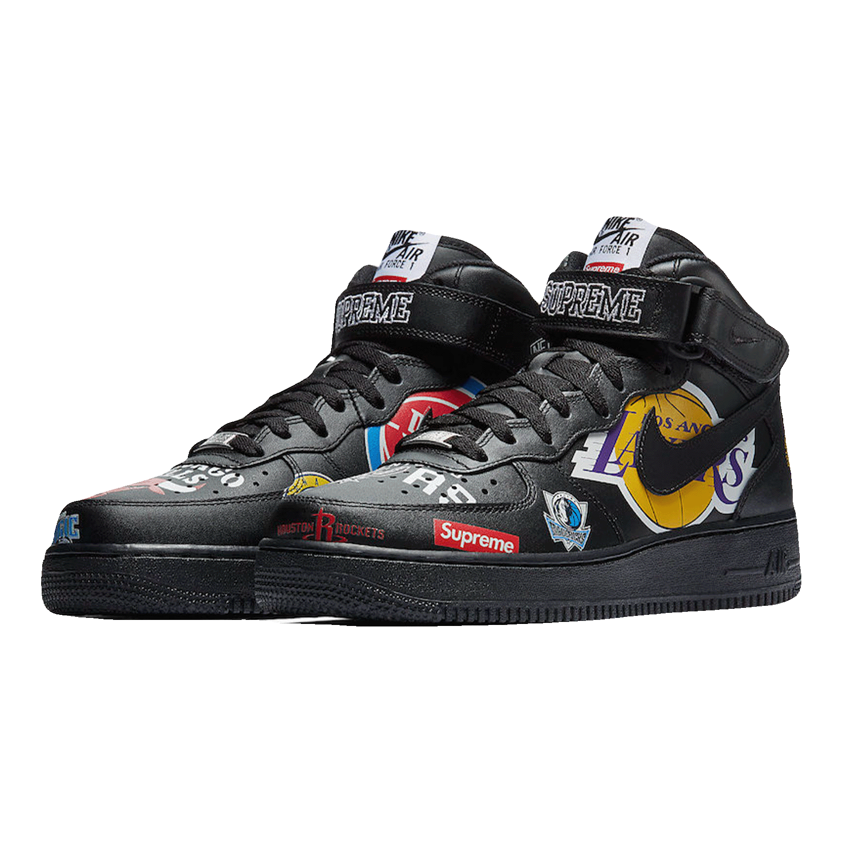 Nike Air Force 1 Mid Supreme NBA Black Side