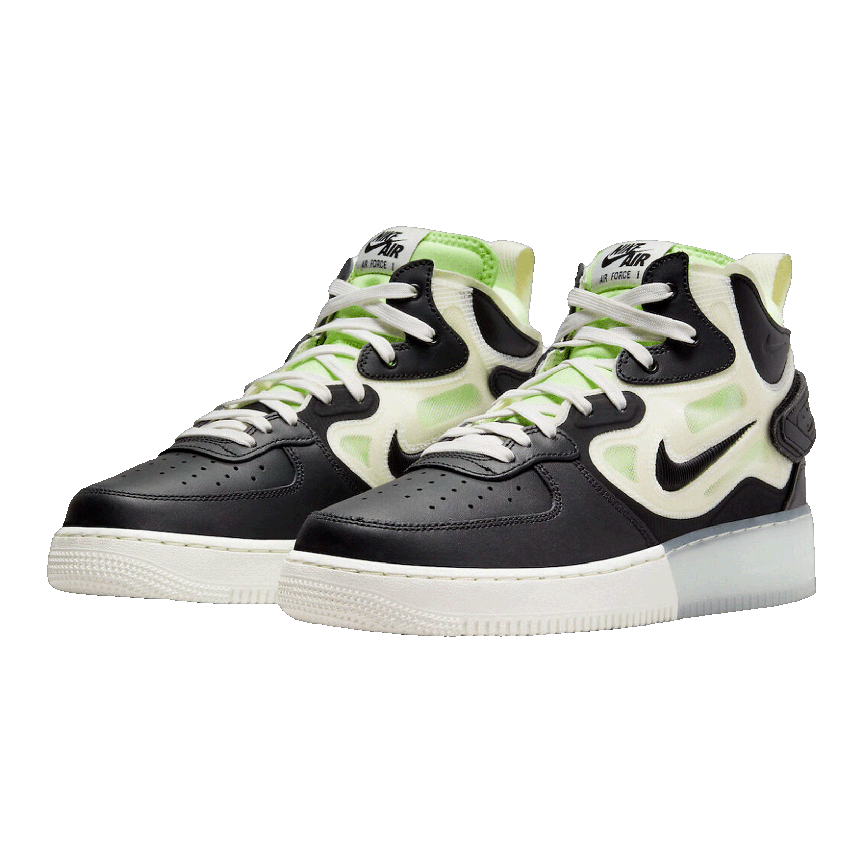 Nike Air Force 1 React Mid Black Sail Ghost Green Side