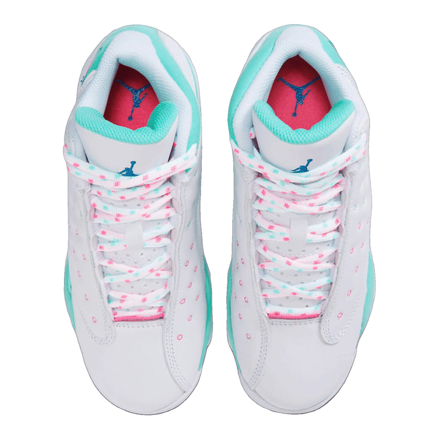 Nike Air Jordan 13 Retro White Soar Green Pink (GS) Oben 439358-100