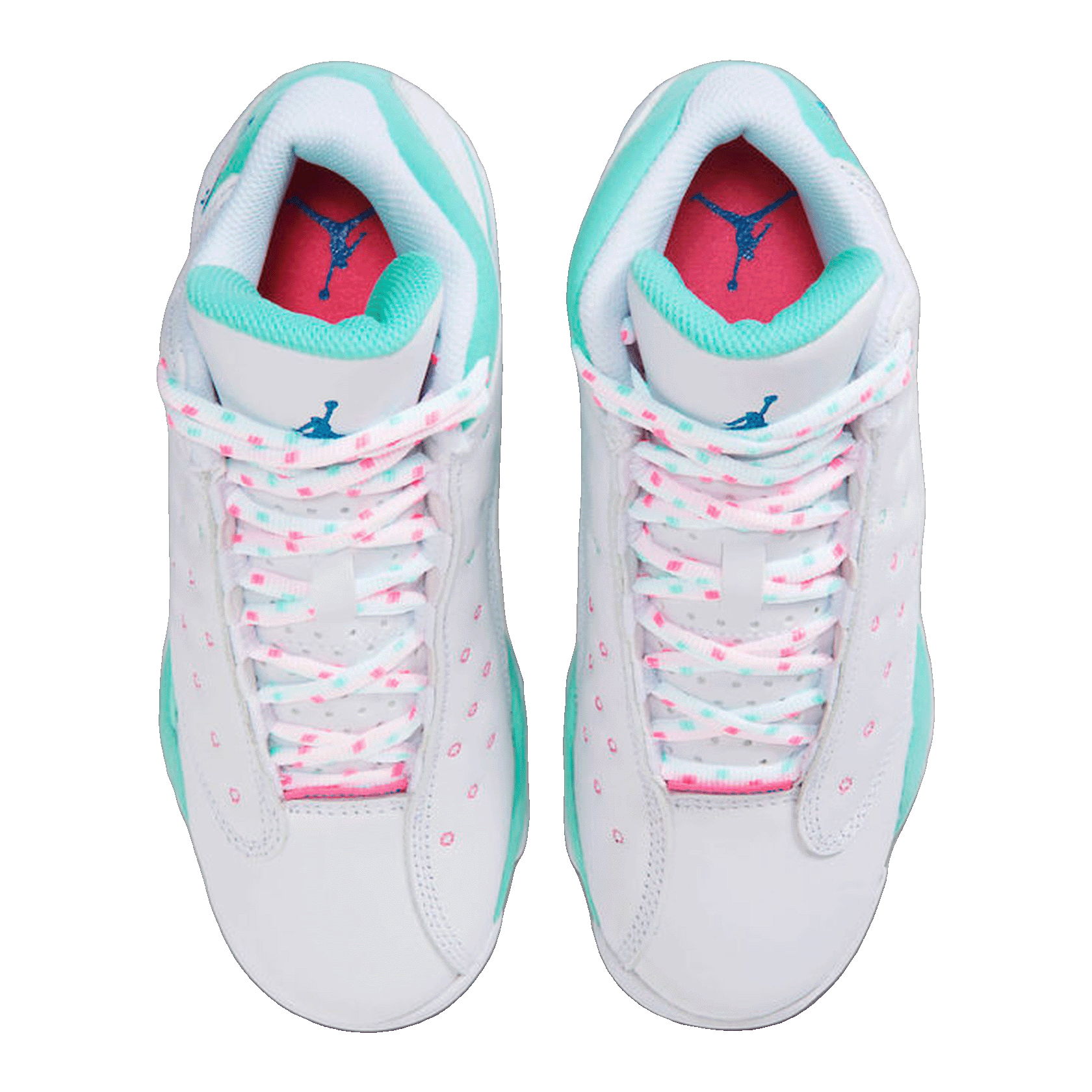 Nike Air Jordan 13 Retro White Soar Green Pink (GS) Oben 439358-100