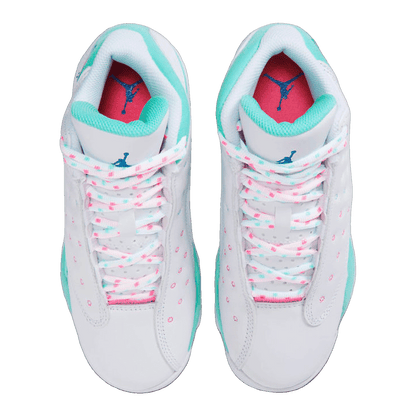 Nike Air Jordan 13 Retro White Soar Green Pink (GS) Oben 439358-100