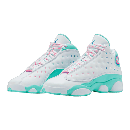 Nike Air Jordan 13 Retro White Soar Green Pink (GS) Side 439358-100
