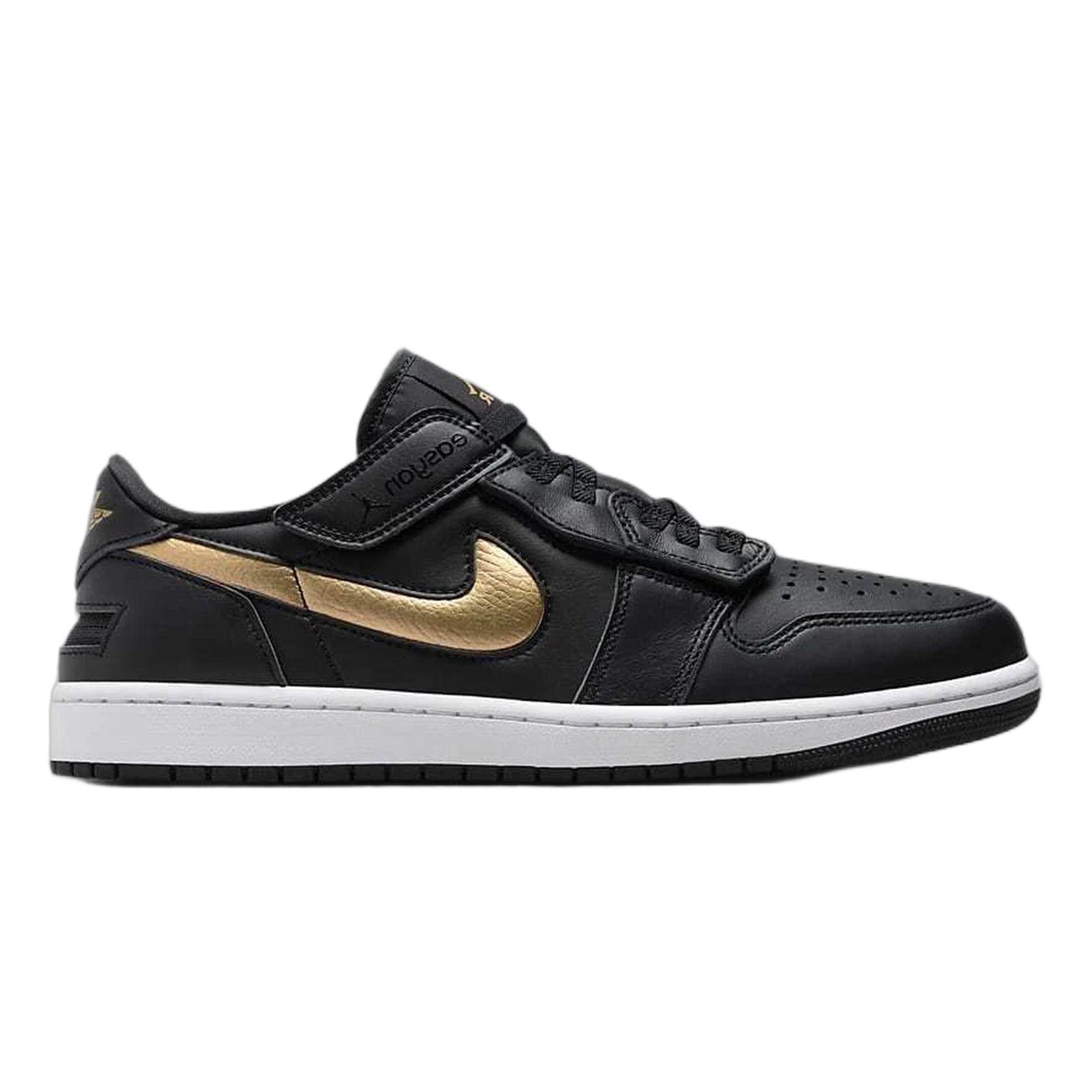 Nike Air Jordan 1 Low FlyEase Black White Metallic Gold DM1206-071