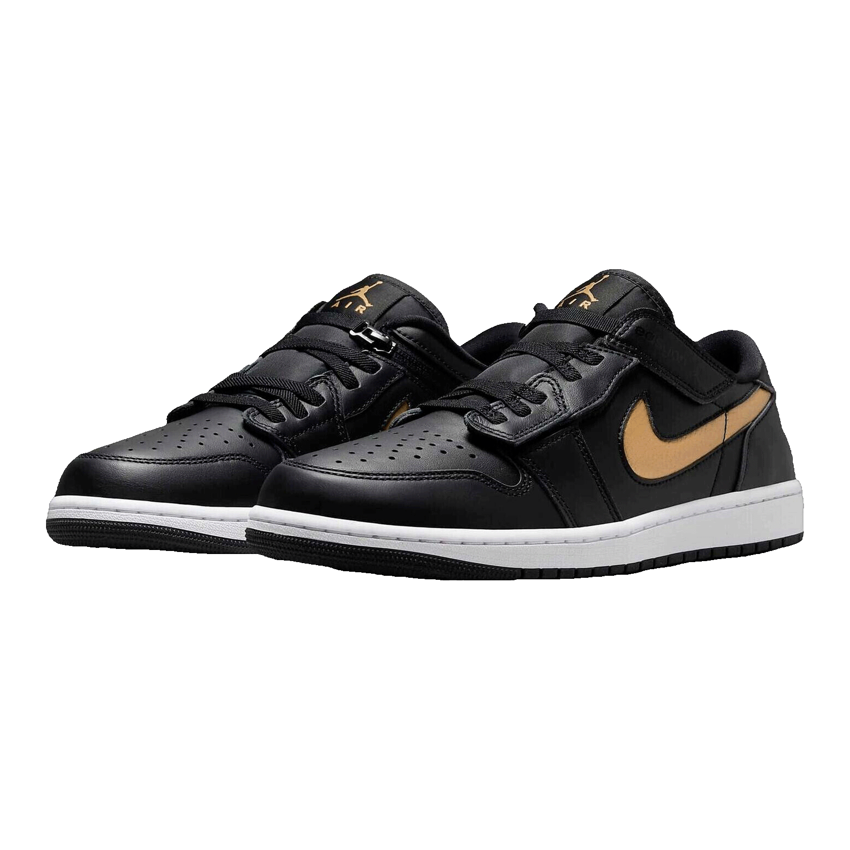Nike Air Jordan 1 Low FlyEase Black White Metallic Gold Side DM1206-071