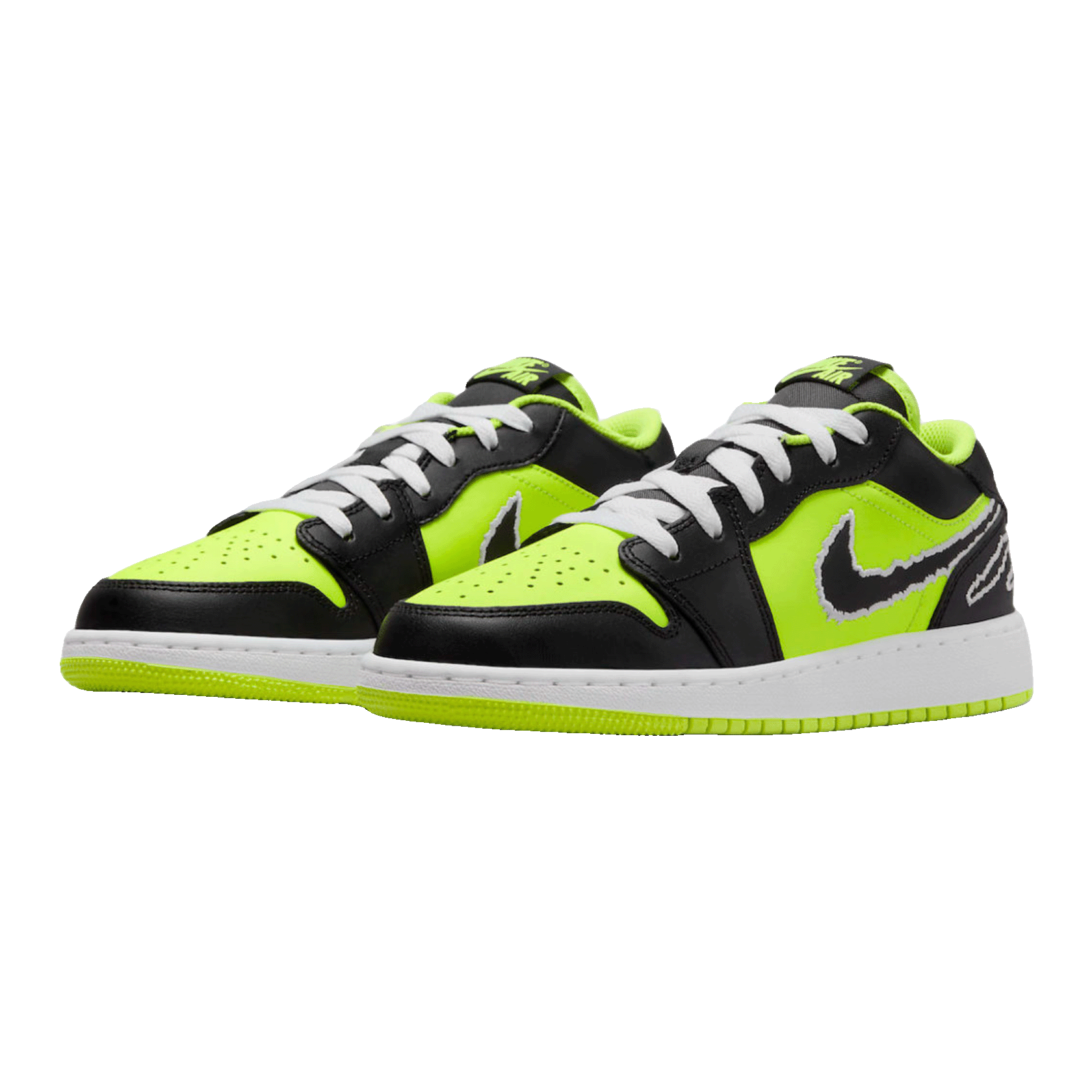 Nike Air Jordan 1 Low SE Black Cat Volt (GS) Side