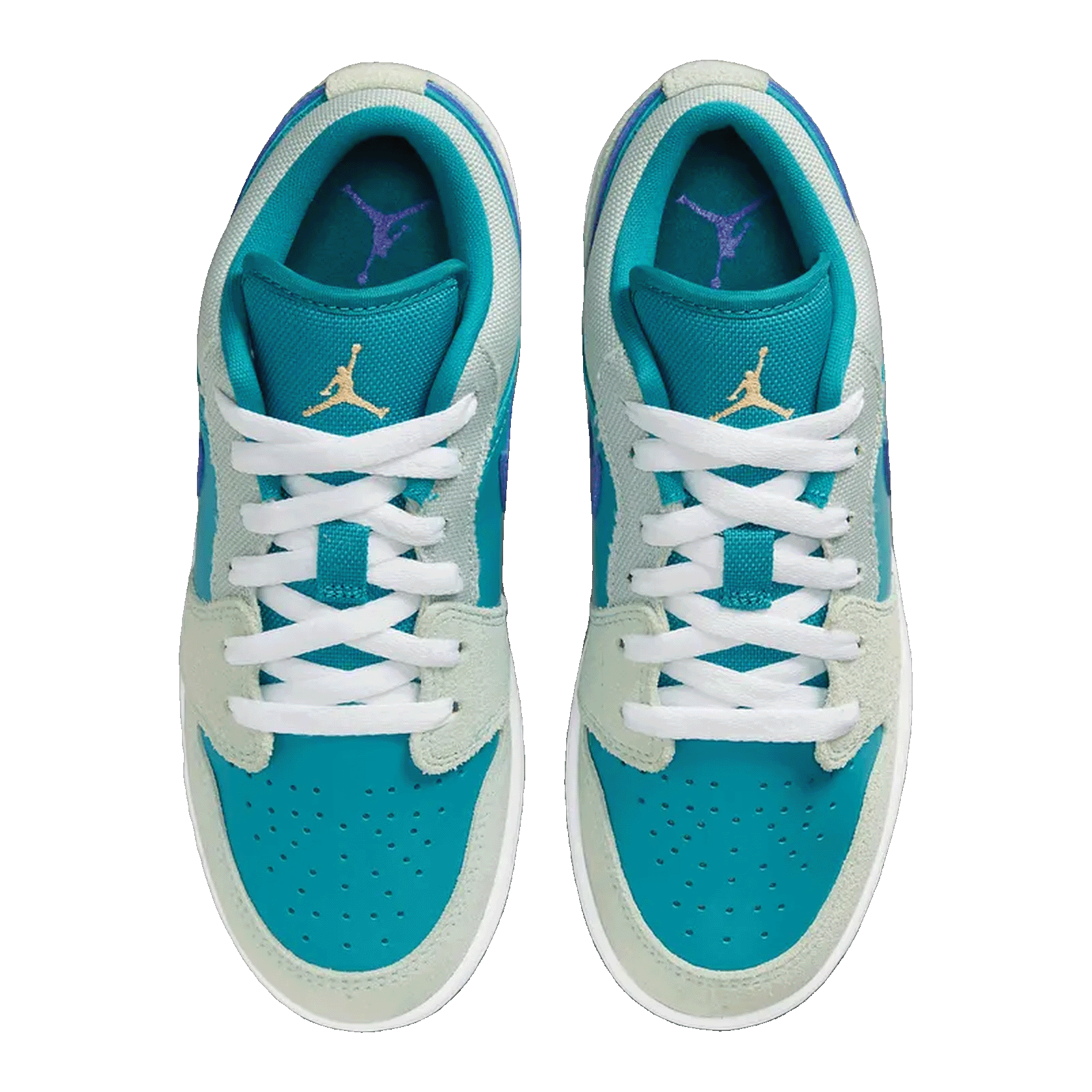Nike Air Jordan 1 Low SE Pistachio Frost Aquatone Psychic Purple Celestial Gold (GS) Oben