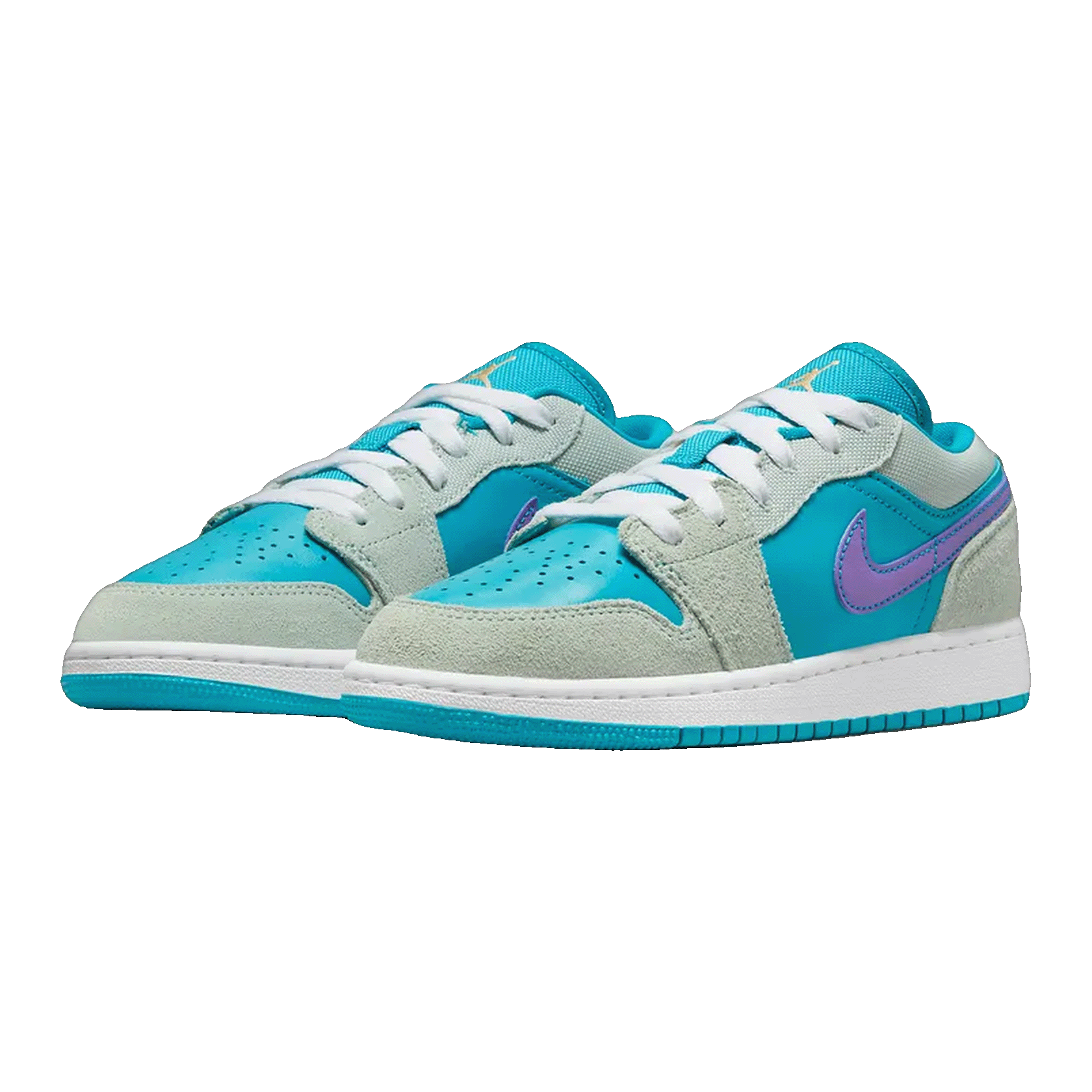 Nike Air Jordan 1 Low SE Pistachio Frost Aquatone Psychic Purple Celestial Gold (GS) Side