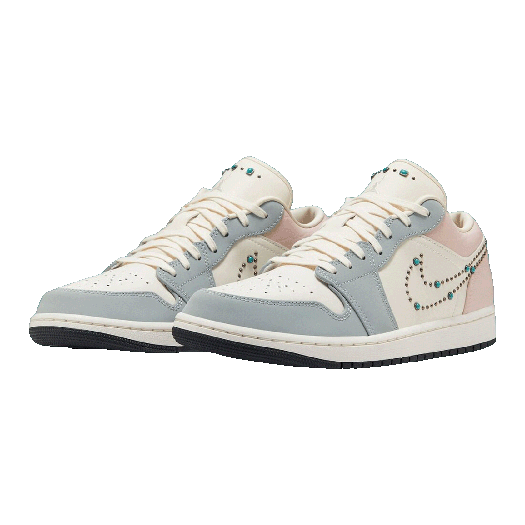 Nike Air Jordan 1 Low Soft Pearl Gem Studded Swoosh Side IH7319-001