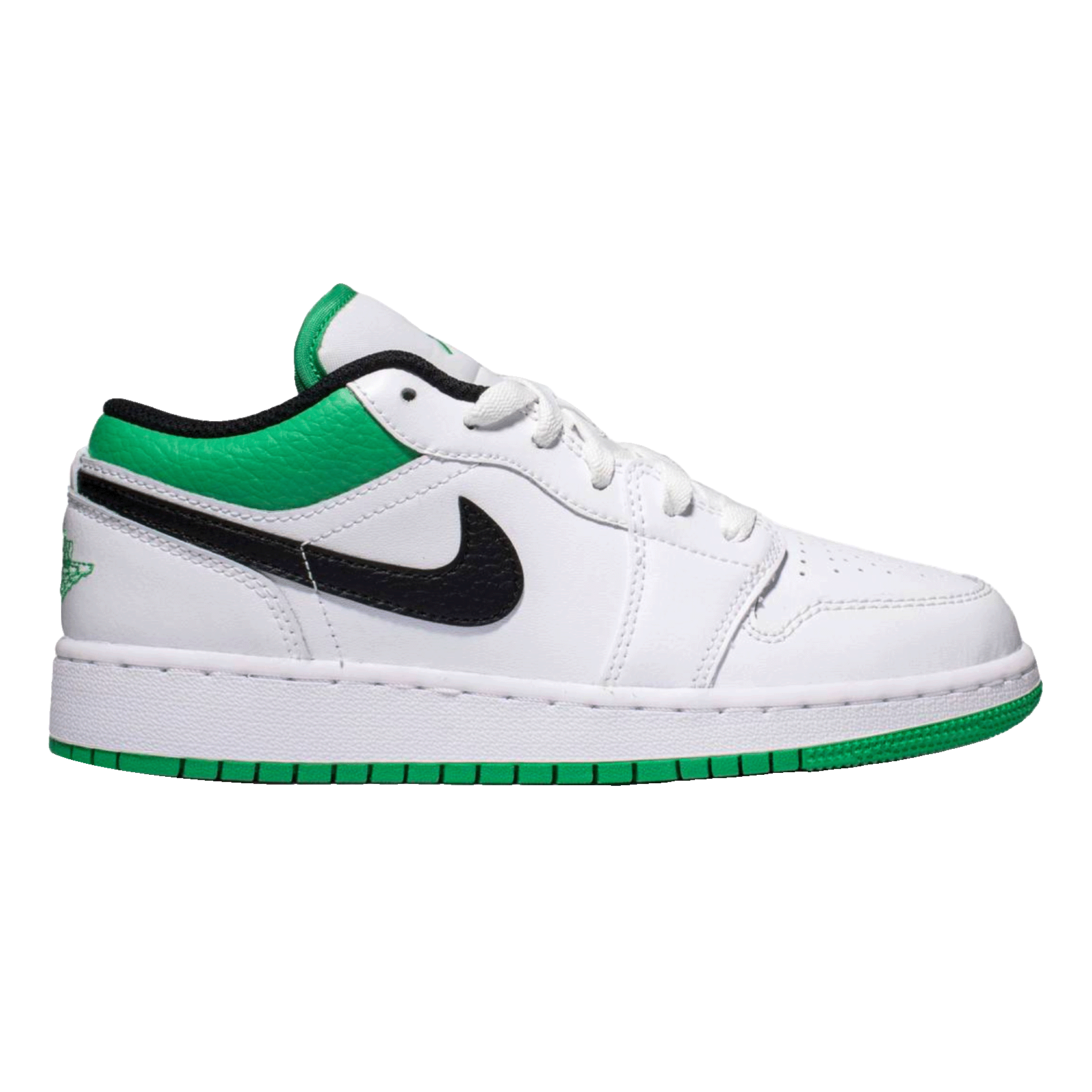 Nike Air Jordan 1 Low White Lucky Green Tumbled Leather (GS)