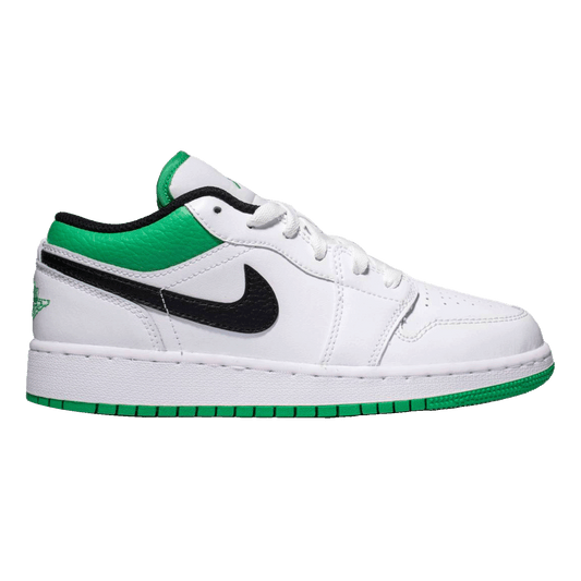 Nike Air Jordan 1 Low White Lucky Green Tumbled Leather (GS)