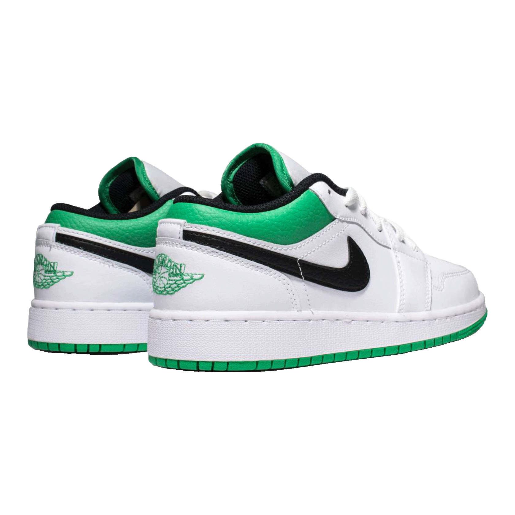Nike Air Jordan 1 Low White Lucky Green Tumbled Leather (GS) Back