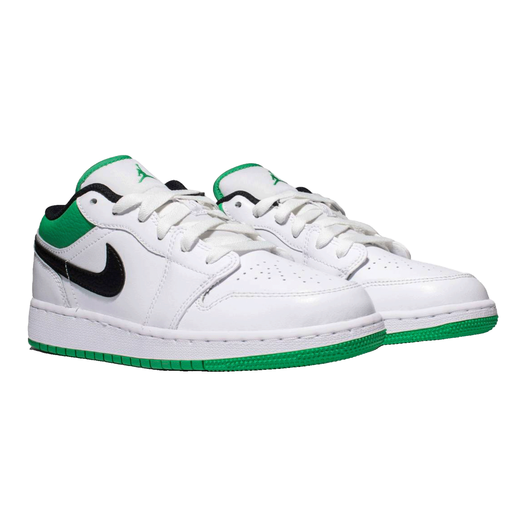 Nike Air Jordan 1 Low White Lucky Green Tumbled Leather (GS) Side