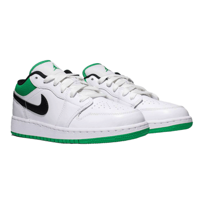 Nike Air Jordan 1 Low White Lucky Green Tumbled Leather (GS) Side