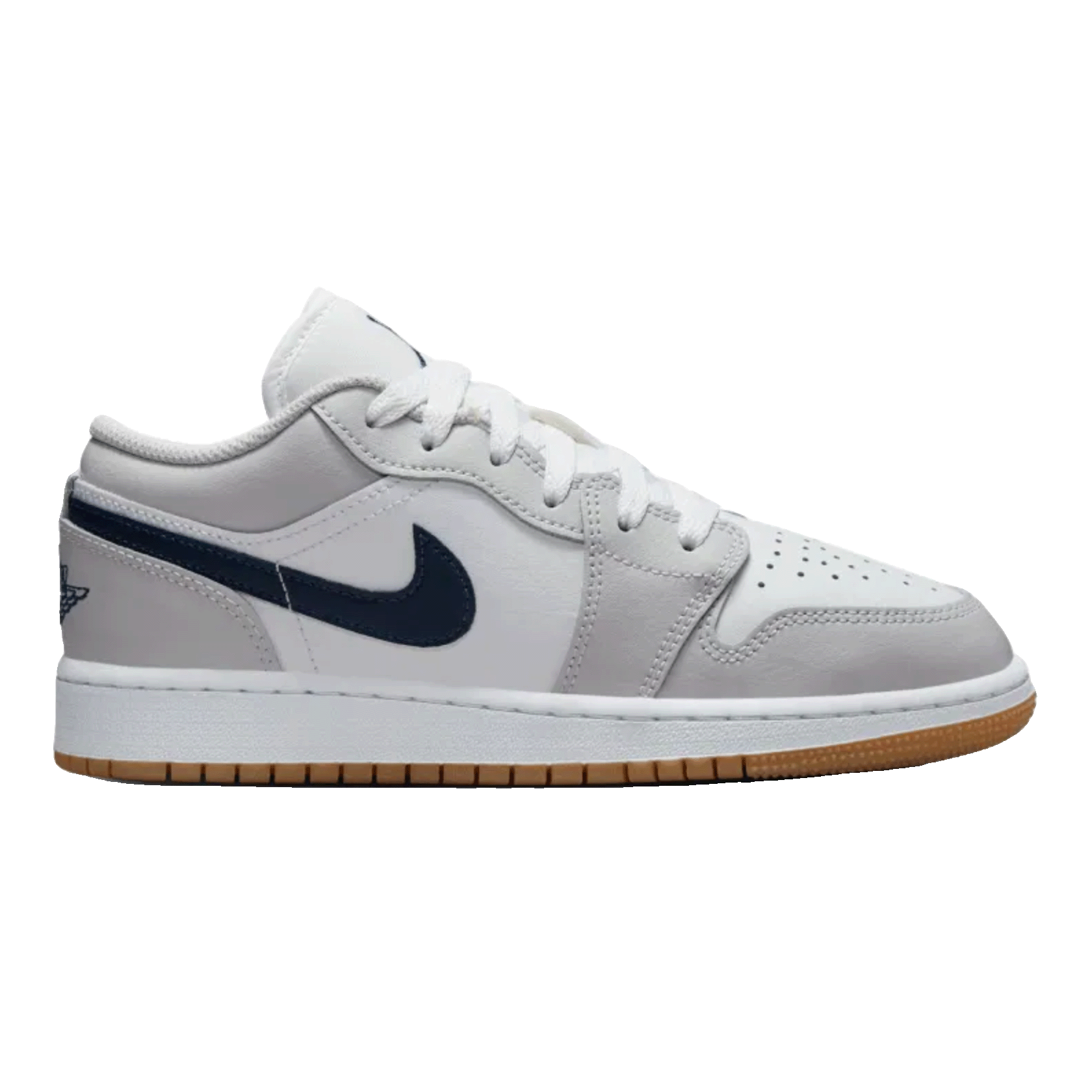 Nike Air Jordan 1 Low White Neutral Grey Gum Midnight Navy (GS)