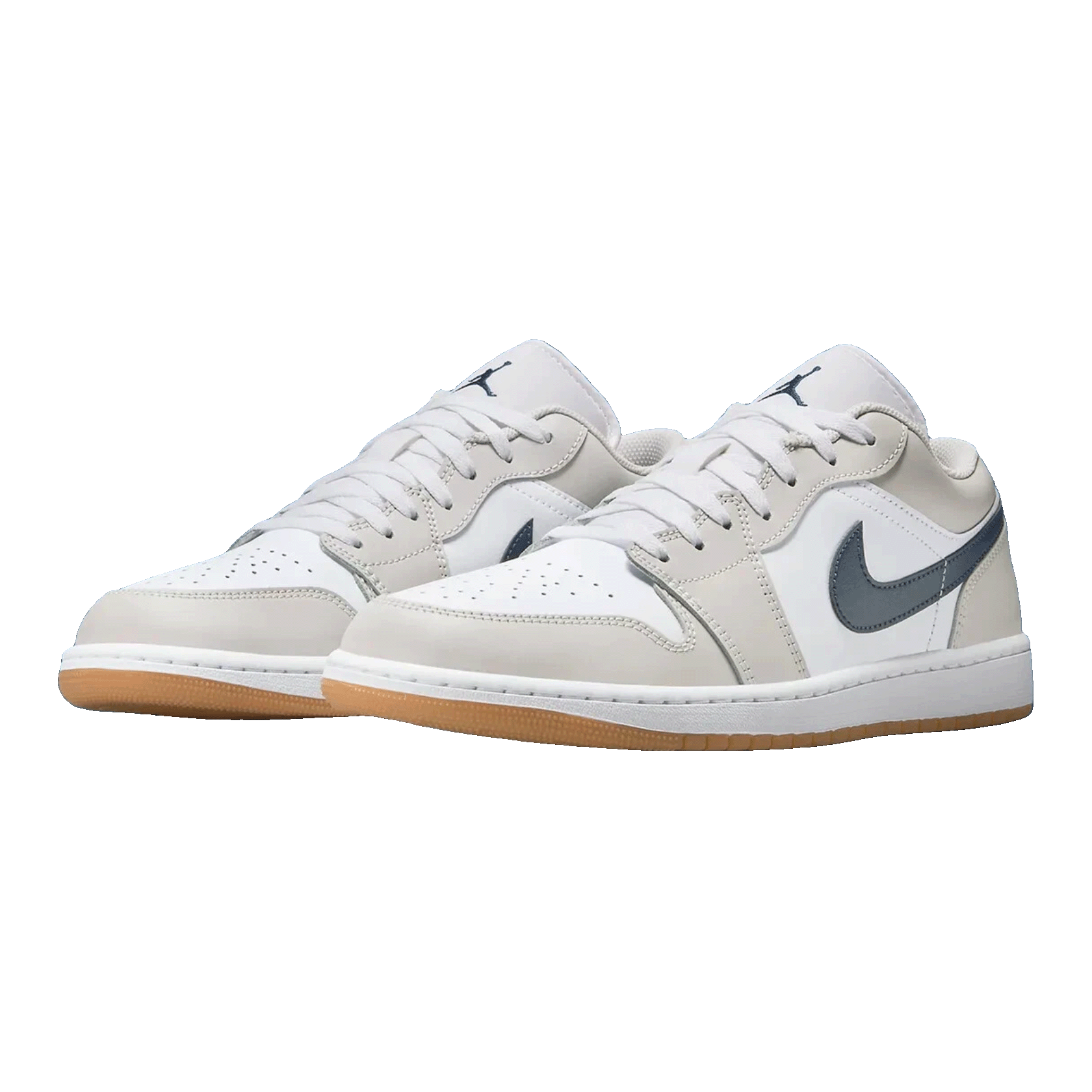 Nike Air Jordan 1 Low White Neutral Grey Gum Midnight Navy (GS) Side