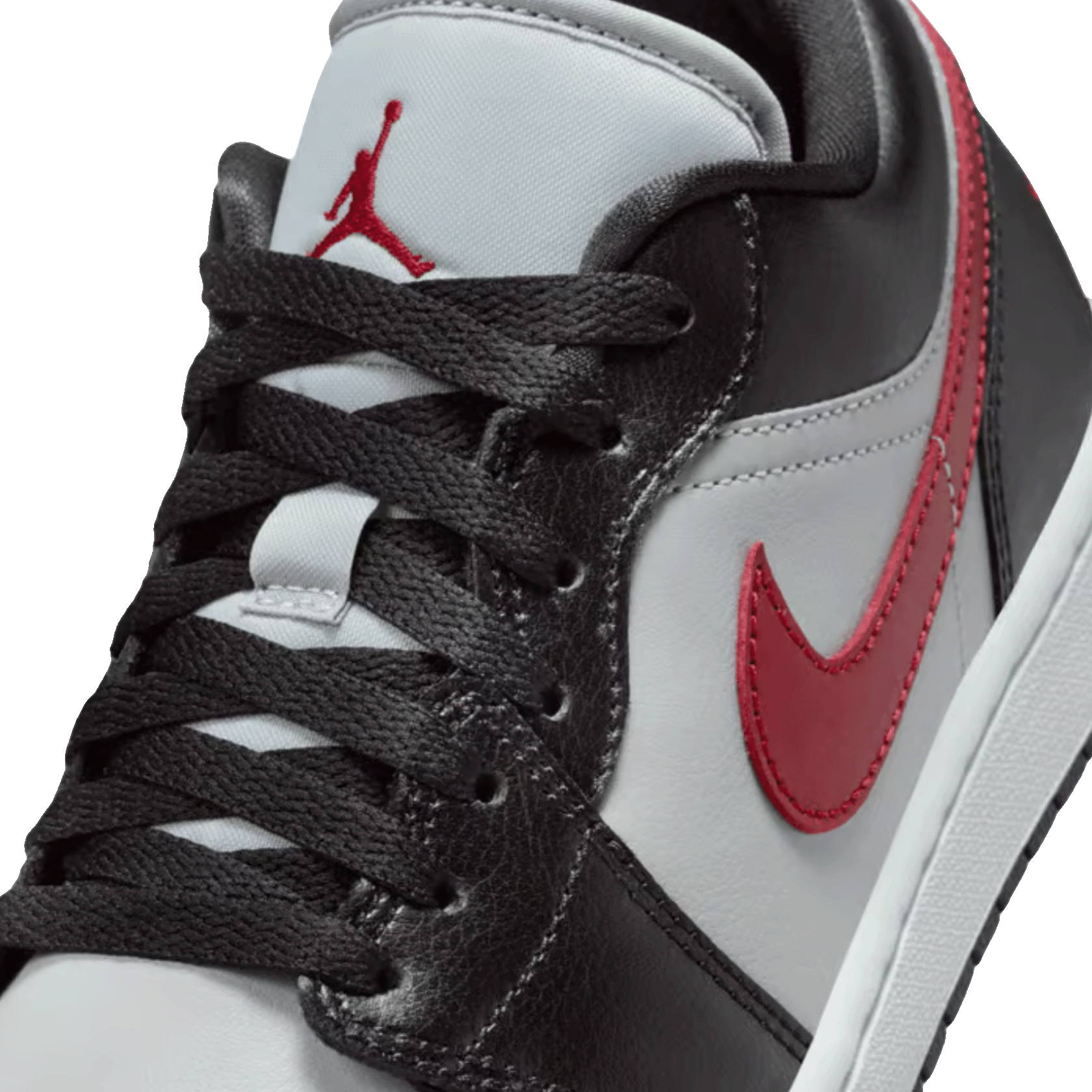 Nike Air Jordan 1 Low Wolf Grey Gym Red (W) Tongue