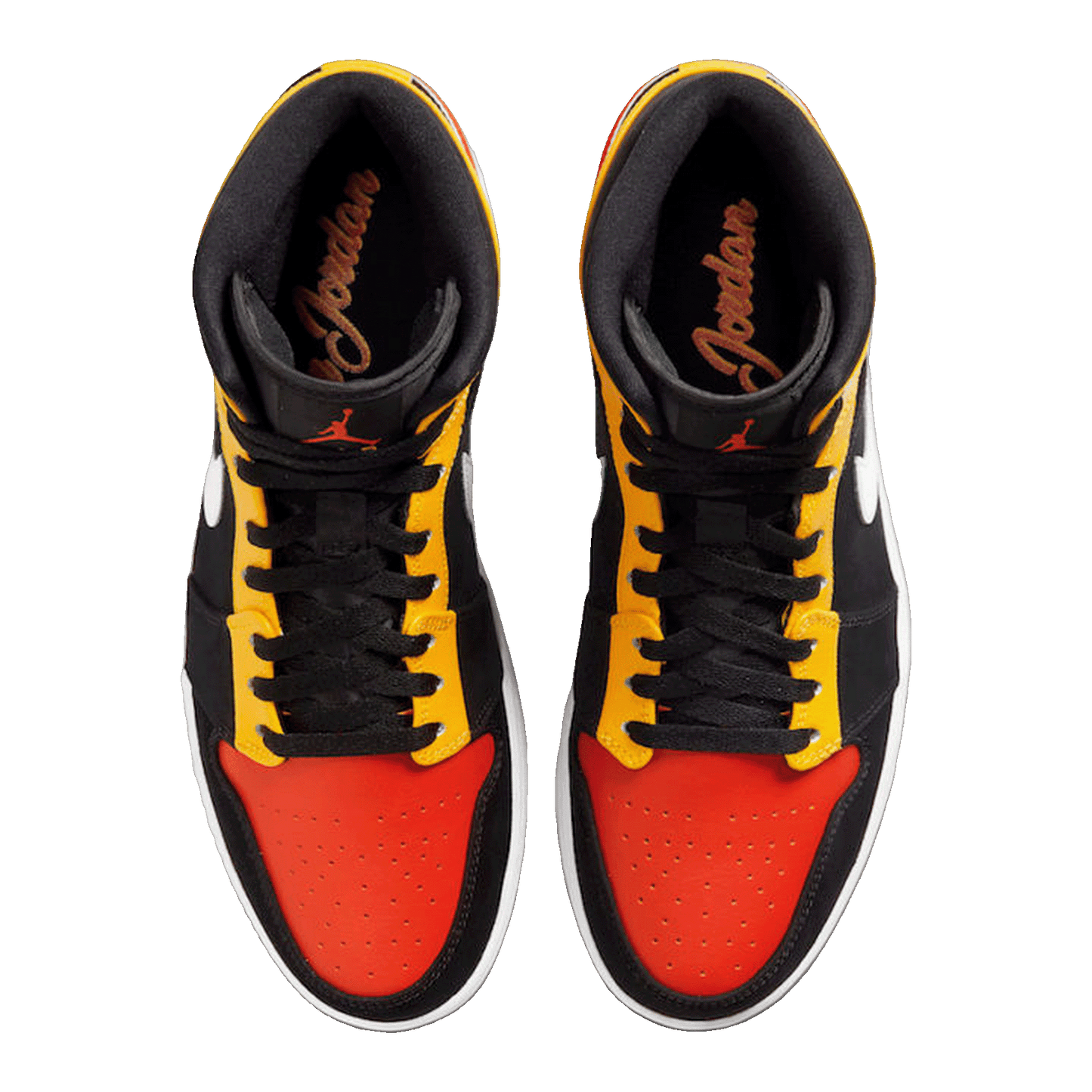 Nike Air Jordan 1 Mid Black Amarillo Orange Oben