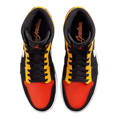 Nike Air Jordan 1 Mid Black Amarillo Orange Oben