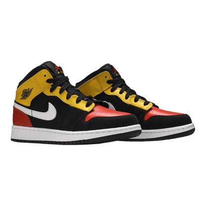 Nike Air Jordan 1 Mid Black Amarillo Team Orange (GS) Side