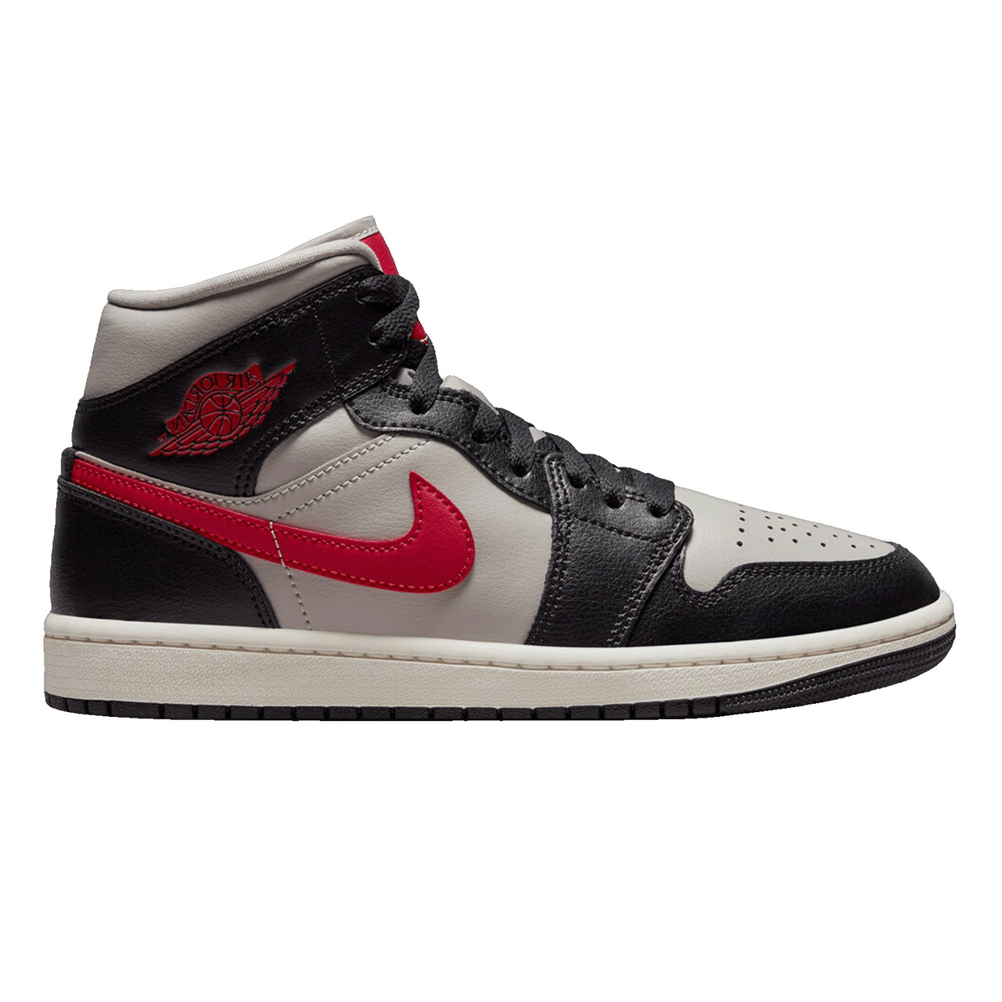 Nike Air Jordan 1 Mid Black College Grey Gym Red (W)