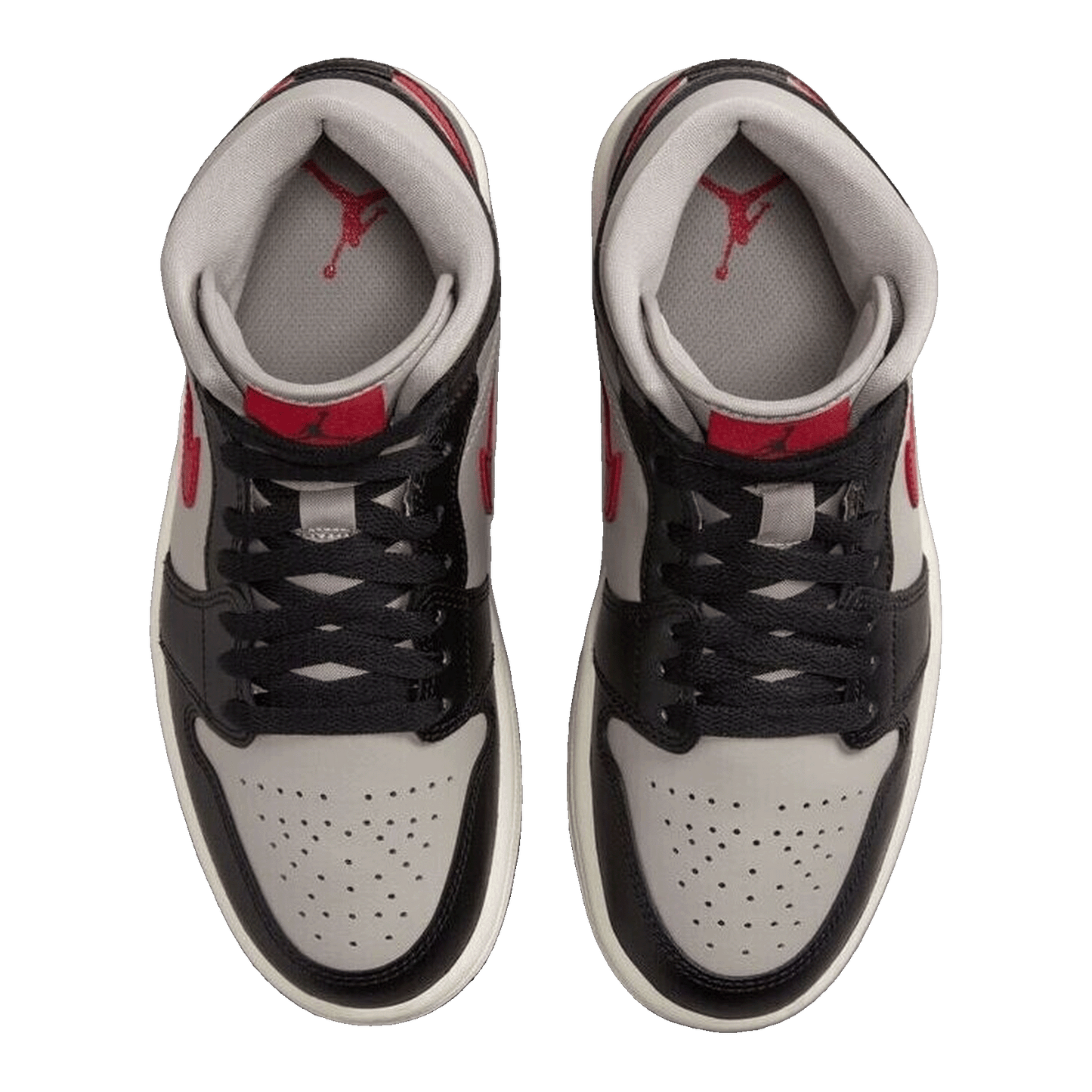 Nike Air Jordan 1 Mid Black College Grey Gym Red (W) Oben