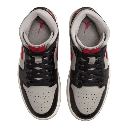 Nike Air Jordan 1 Mid Black College Grey Gym Red (W) Oben